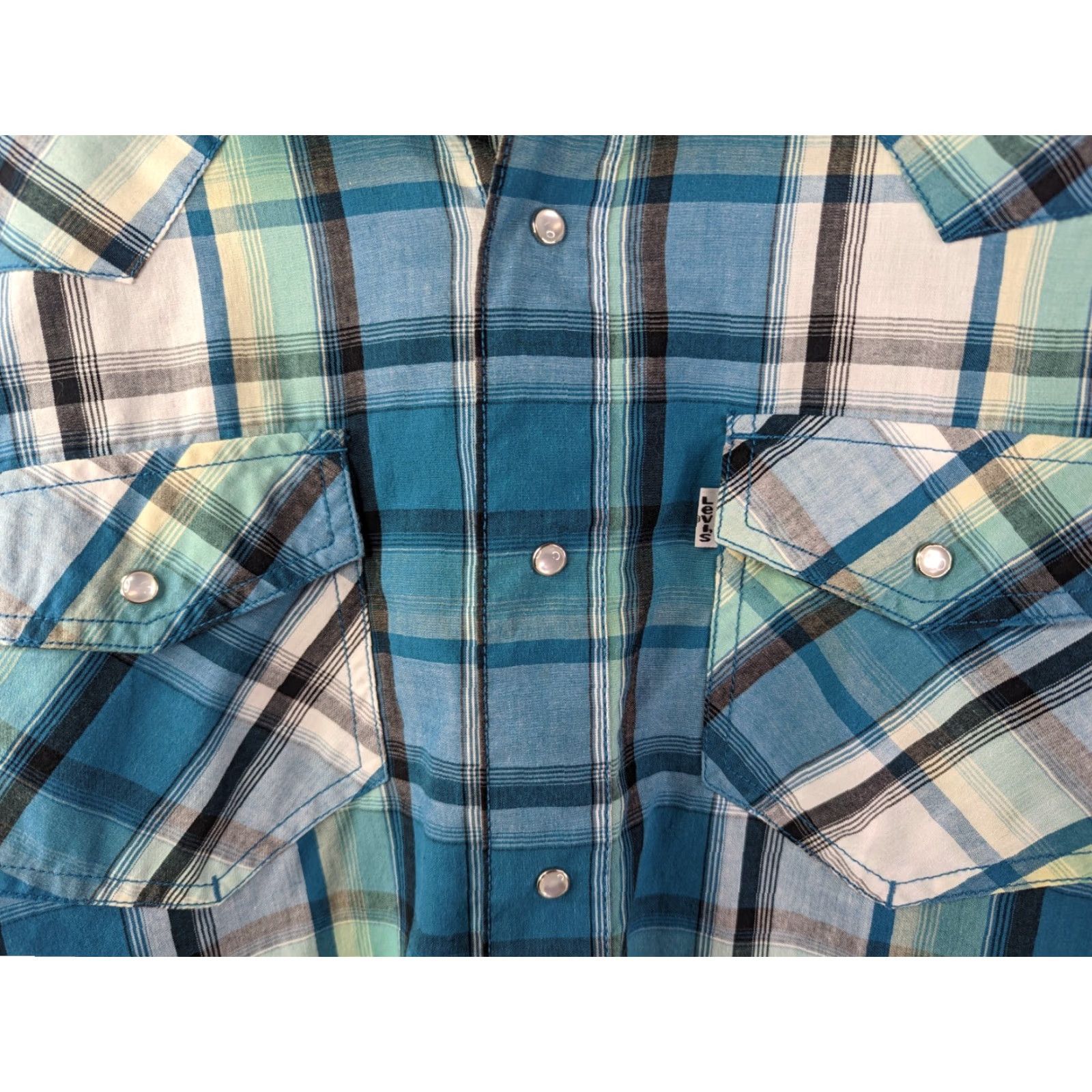 Levi's Levis Blue Plaid Long Sleeve Shirt Mens M Collared Button-Up Western Casual Size US M / EU 48-50 / 2 - 5 Thumbnail