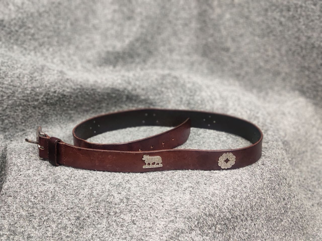 Etro Vintage 90's Leather Brown Belt Etro Cows Logo Y2K Style Size ONE SIZE - 4 Thumbnail