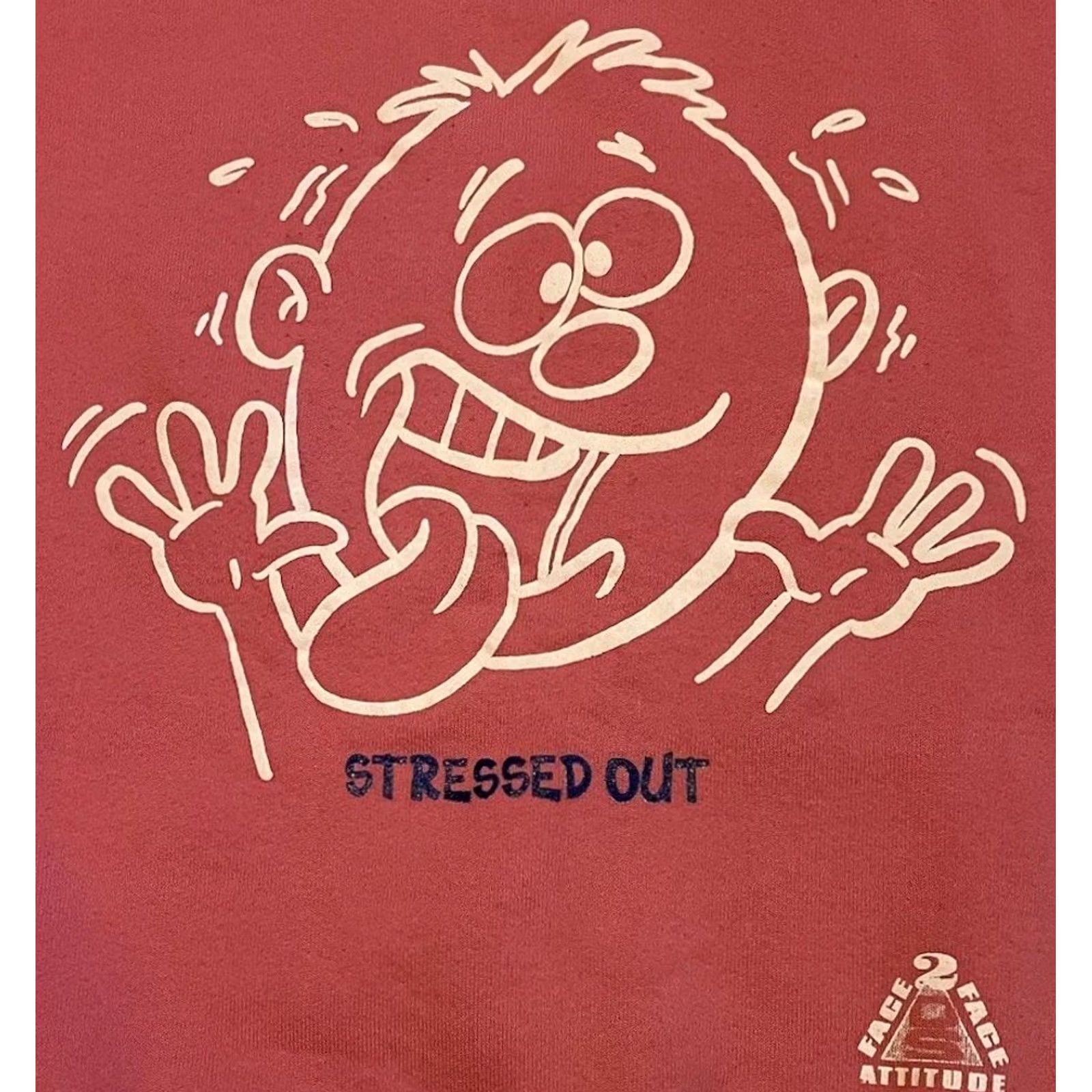Vintage VINTAGE 90s Stressed Out Faded Sweatshirt M USA Funny Saying Sarcasm Joke Grunge 80s Hoodie Pink M Mens Skate Shirt Size US M / EU 48-50 / 2 - 2 Thumbnail