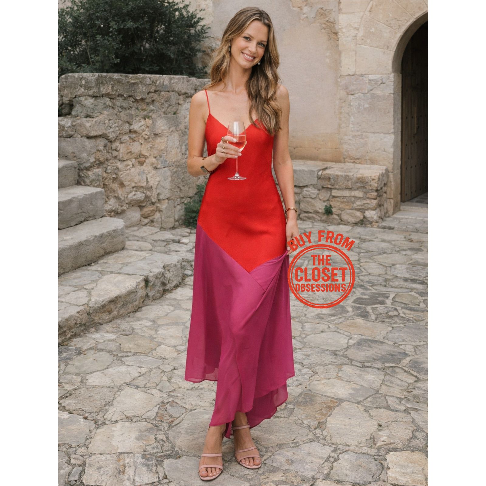 Mango Mango Red Pink Colorblock Asymmetrical Maxi Dress NWT Size M / US 6-8 / IT 42-44 - 11 Thumbnail