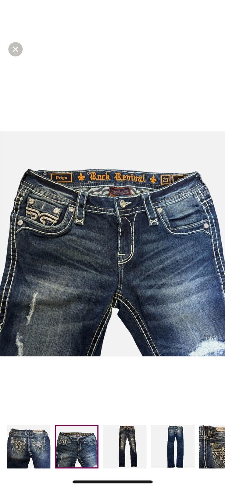 Rock Revival Rock Revival Priya Women's 27 Embellished Stretch Jeans Size 27" / US 4 / IT 40 - 3 Thumbnail
