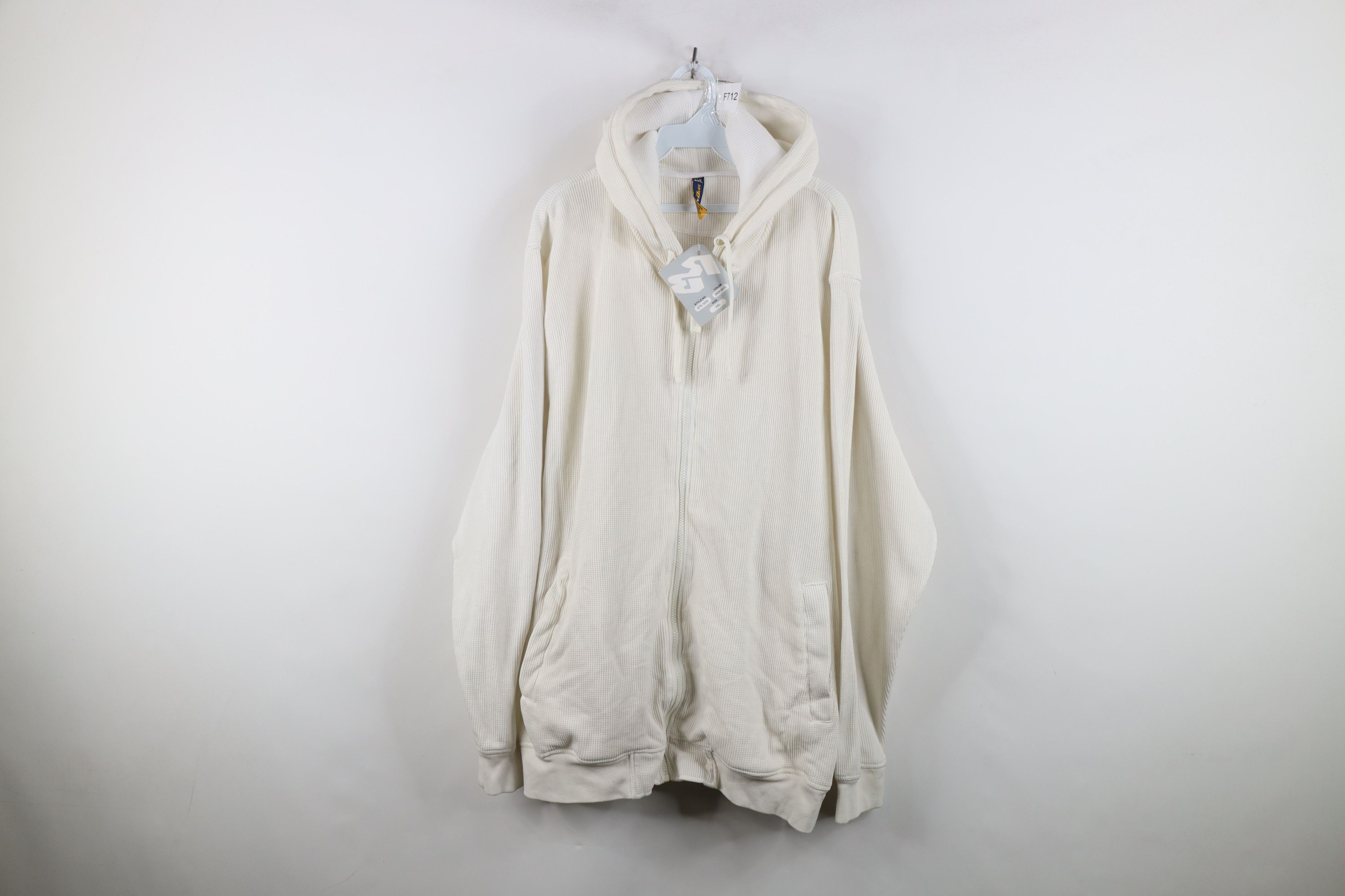 Vintage Deadstock Vintage 90s Y2K Streetwear Waffle Knit Hoodie Size US XXL / EU 58 / 5 - 1 Thumbnail