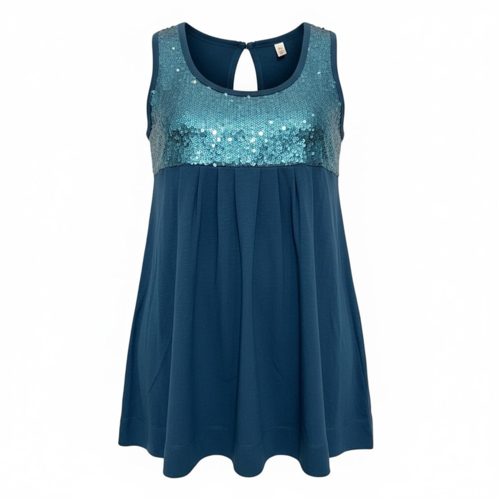 Other Teal Sleeveless Top with Sequined Chest Panel Size XL / US 12-14 / IT 48-50 - 1 Thumbnail