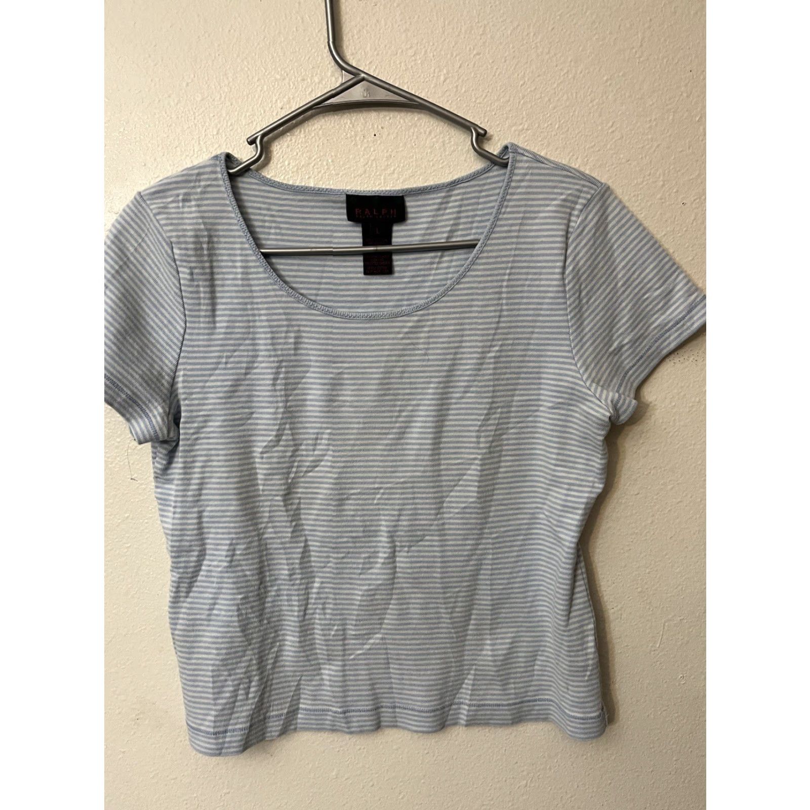 Polo Ralph Lauren Polo Ralph Lauren Womens T-Shirt Striped Crew Neck Embroidered Logo Blue White L Cotton Jersey Short Sleeve Vintage: No (omit? vintage no) Size L / US 10 / IT 46 - 2 Thumbnail