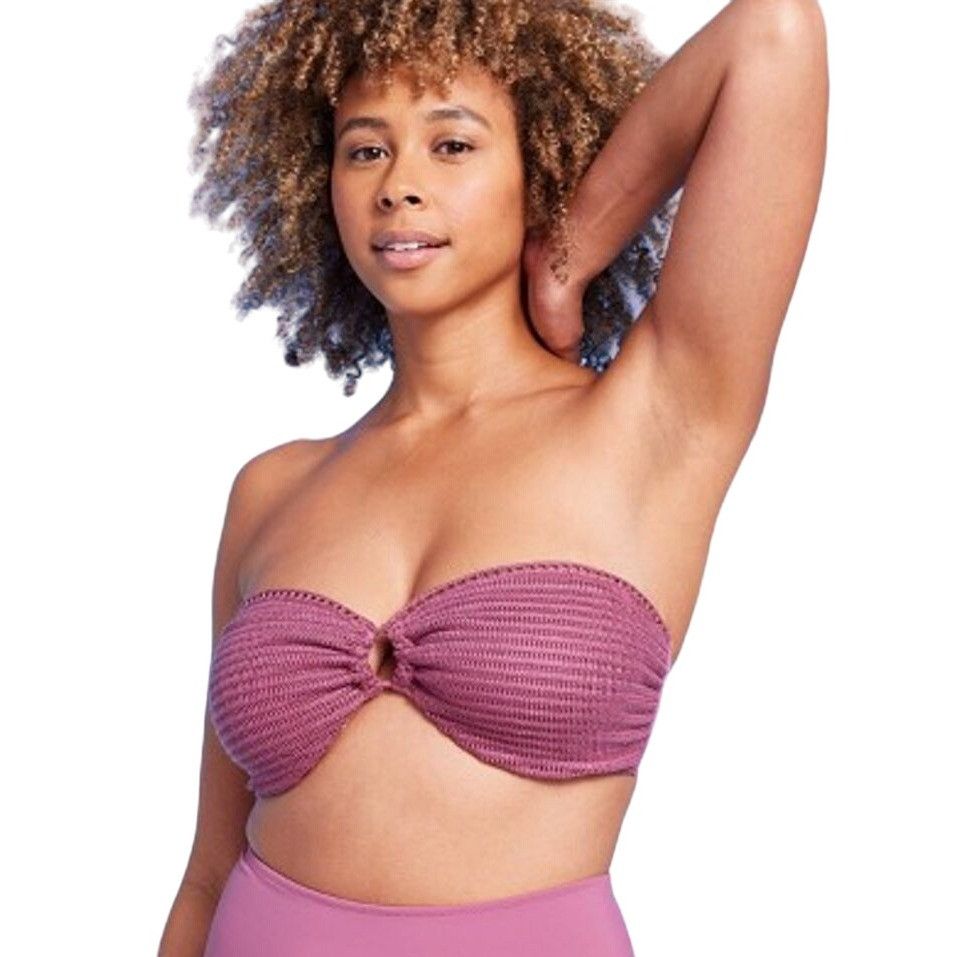 Other Shade & Shore - Women's Crochet Bandeau Bikini Top - Pink - Size ONE SIZE - 1 Thumbnail