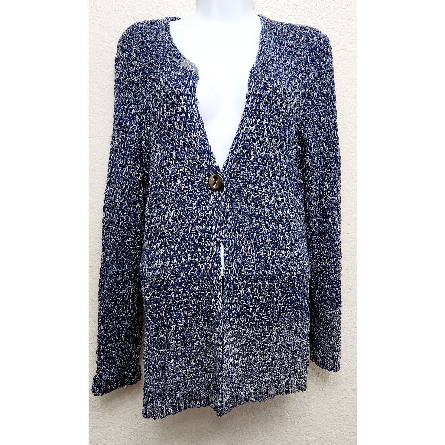 Other Coldwater Creek Blue Silver Dipped Cardigan Sweater Large Size L / US 10 / IT 46 - 1 Thumbnail