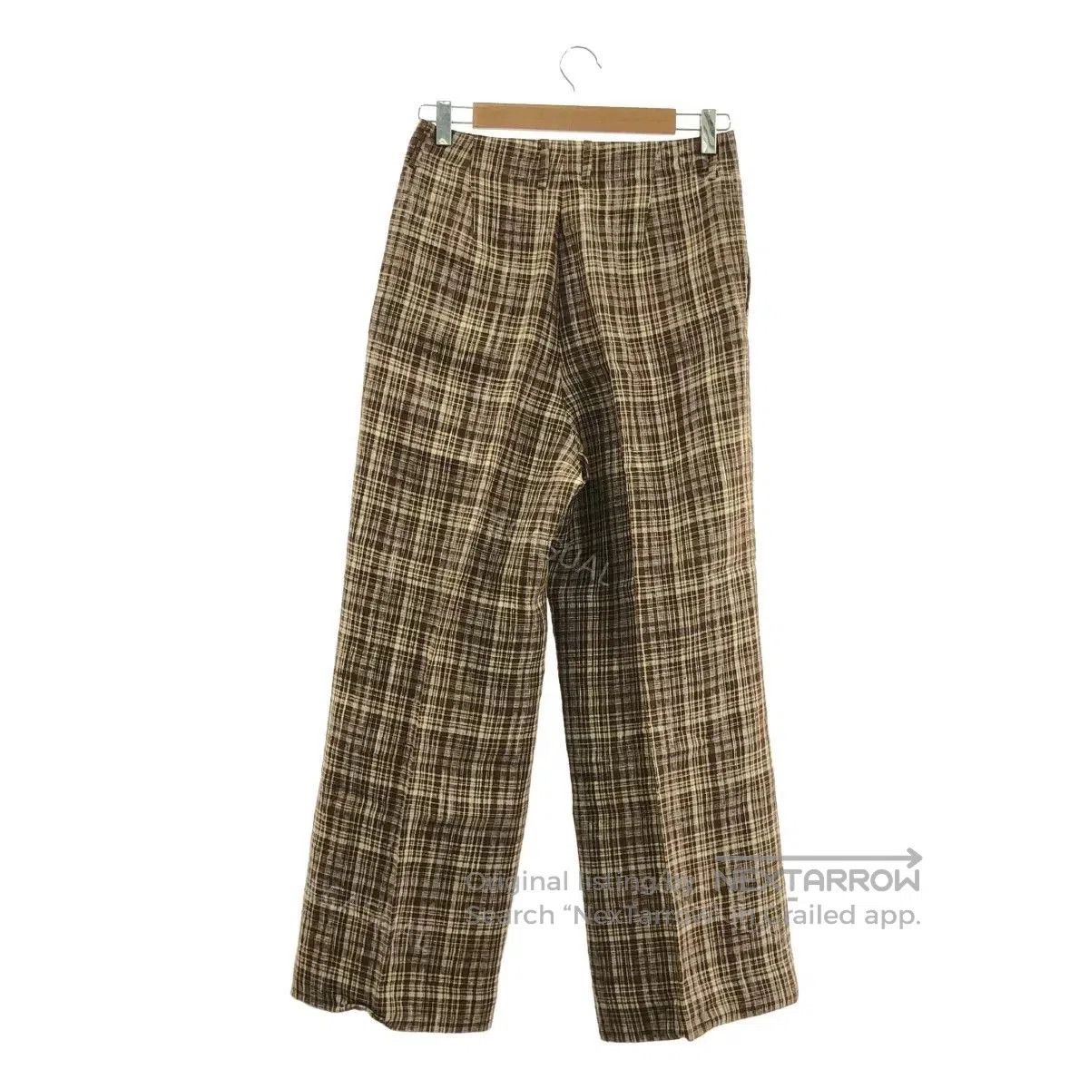 Auralee AURALEE Brown Linen Silk Plaid Pants. Size US 26 / EU 42 - 2 Thumbnail