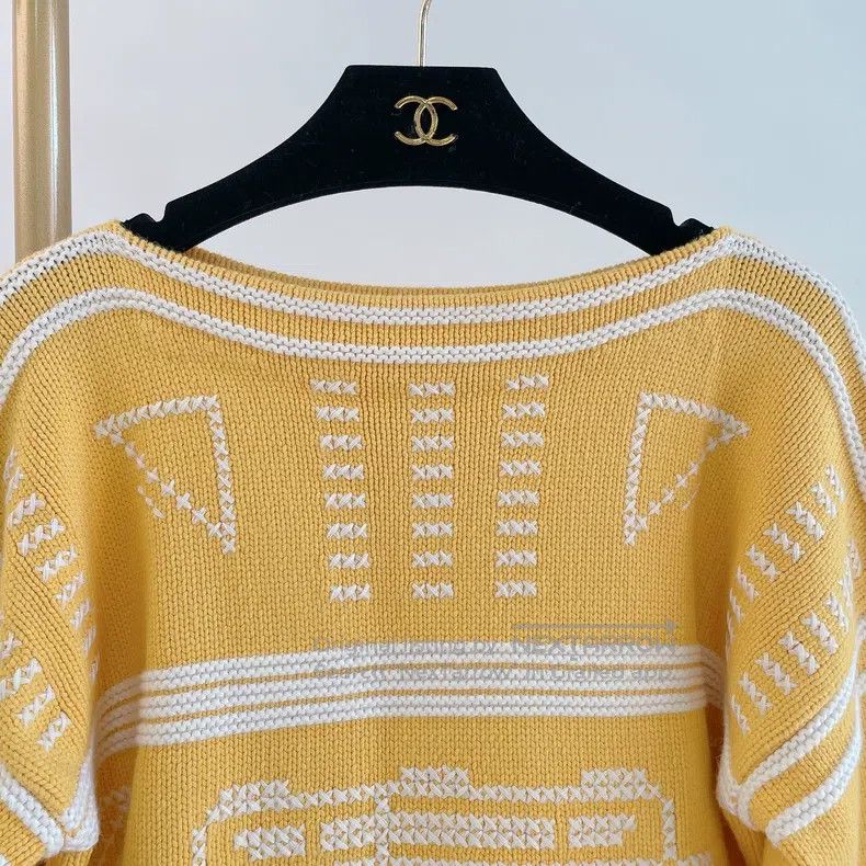 Hermes Hermes Yellow and white color block knit top Size XS / US 0-2 / IT 36-38 - 4 Thumbnail