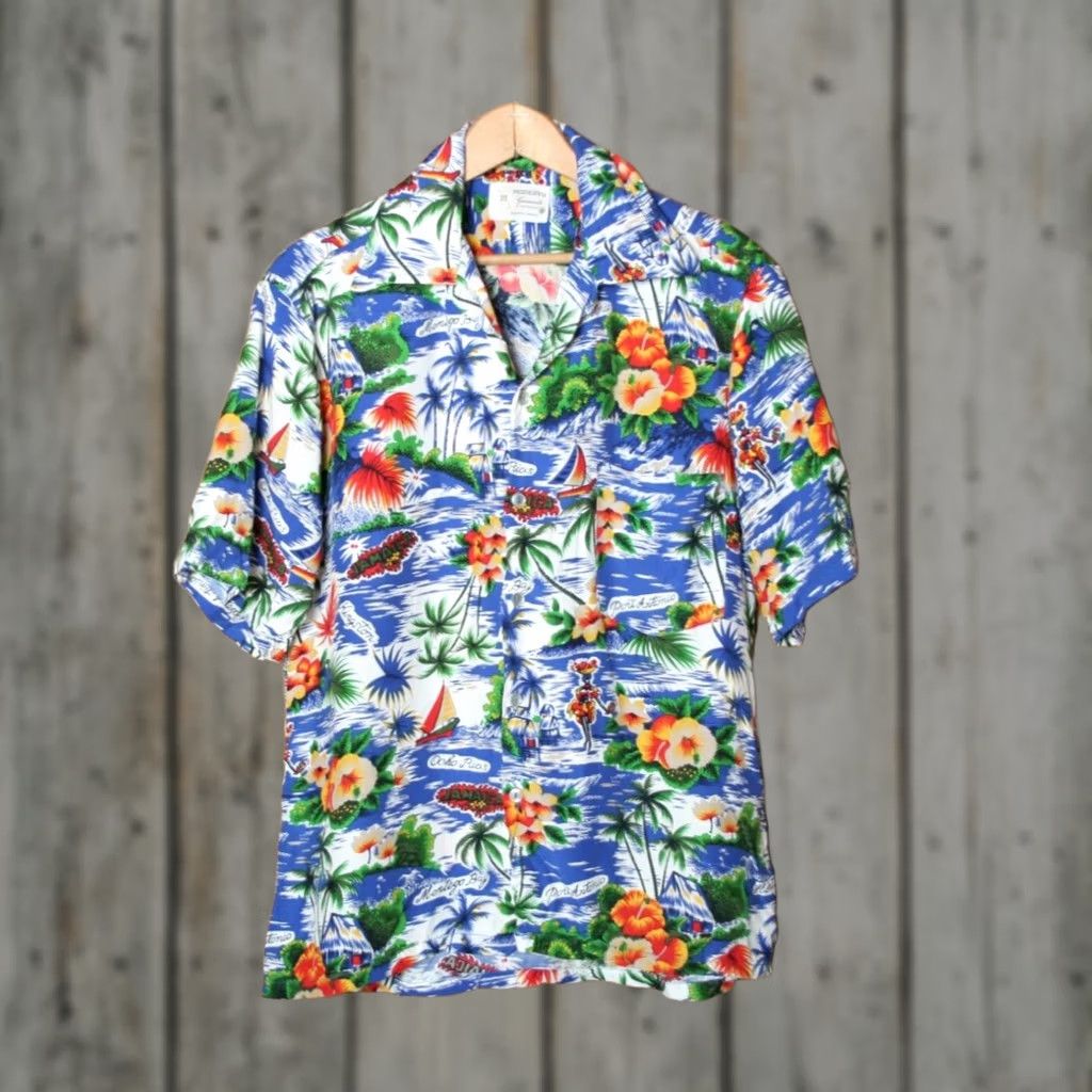 Vintage VINTAGE MODESTO Kingston Jamaica Floral Short Sleeve Hawaiian Shirt Sz. S Size US S / EU 44-46 / 1 - 1 Thumbnail