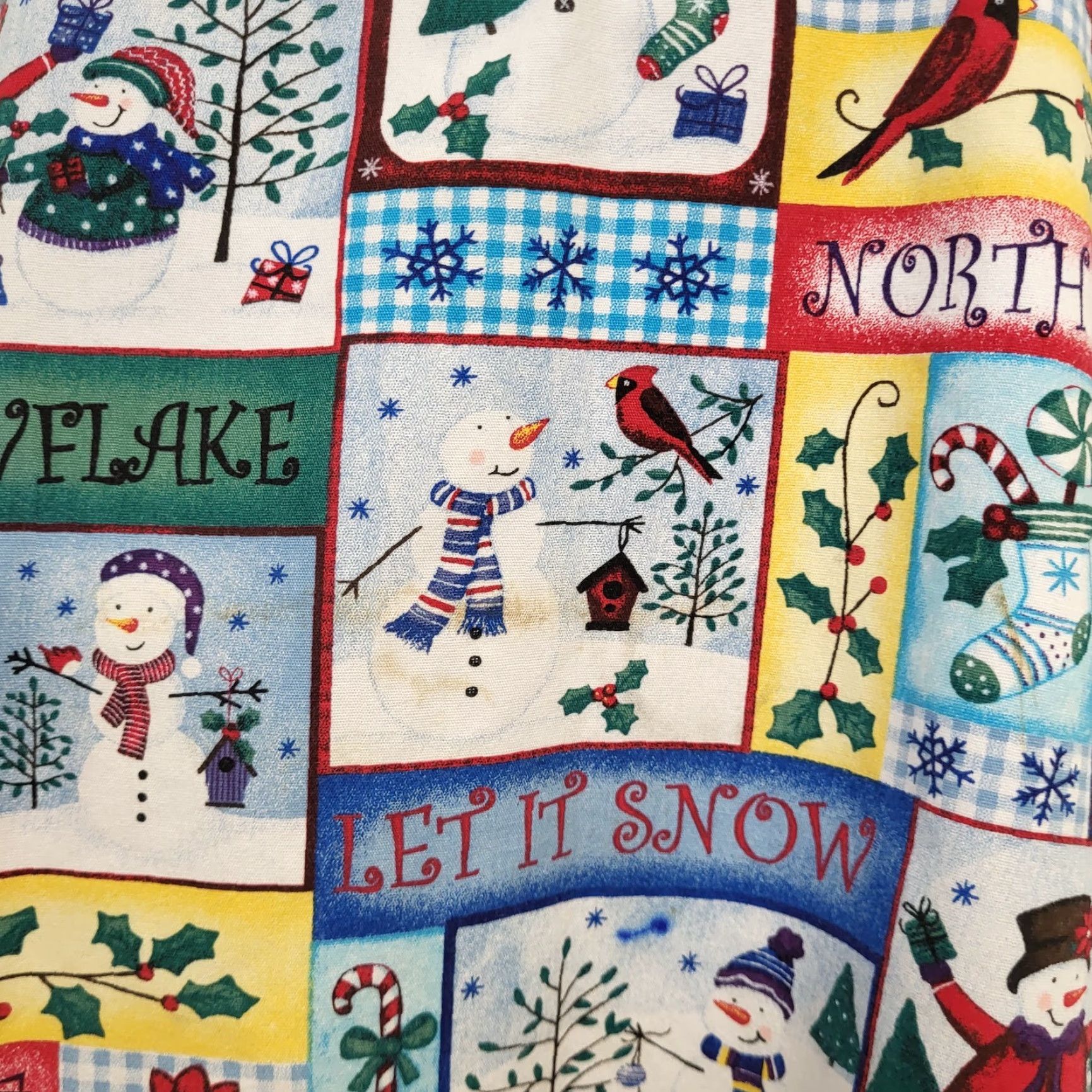 Poler Christmas Holiday Snowman Scrub Top Let it Snow North Pole Birds Women XL Scrub Wear Multi-Color Cotton Medical Size XL / US 12-14 / IT 48-50 - 6 Thumbnail