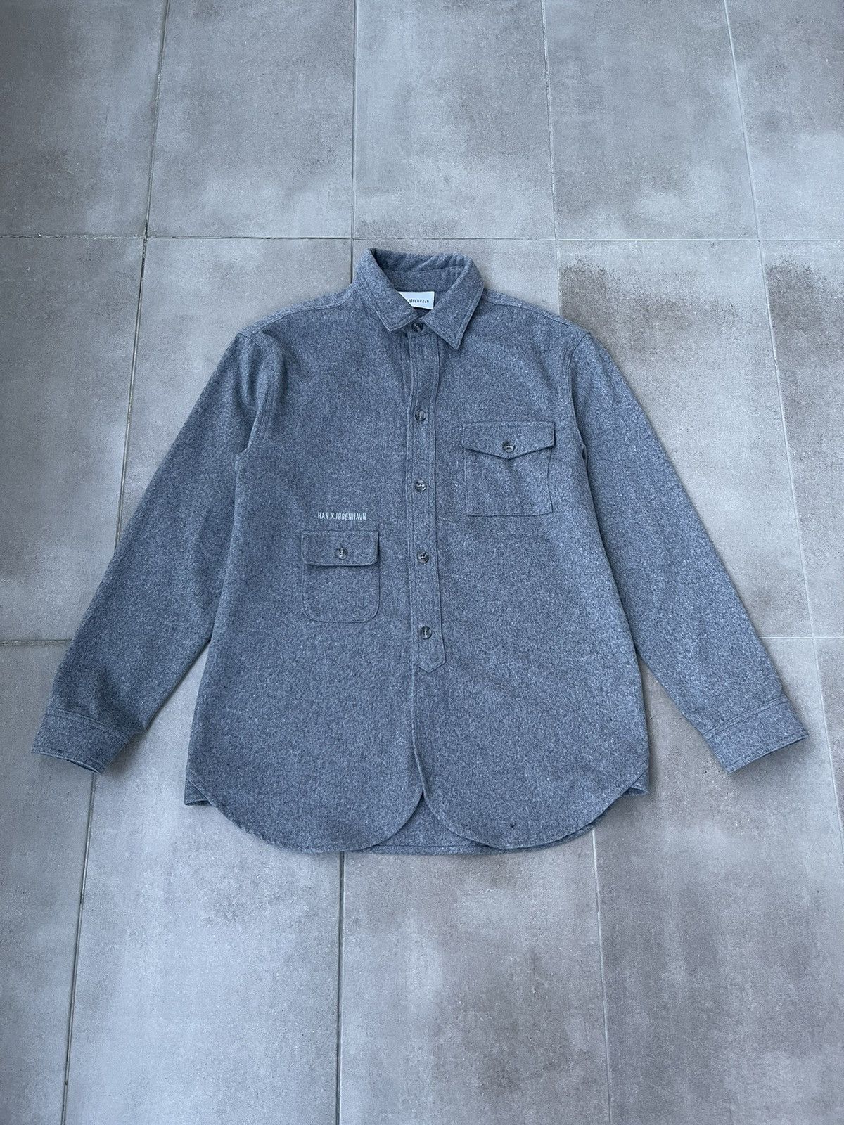 Han Kjobenhavn !DS! FW22 Han Kjobenhavn Wool Boxed Grey Overshirt Size US M / EU 48-50 / 2 - 9 Thumbnail