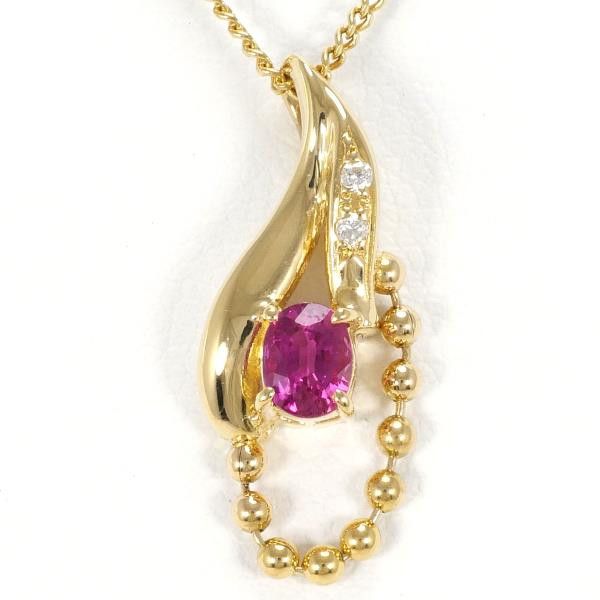 Other Other K18 Yellow Gold Ruby Necklace 42cm Metal Necklace in Great Condition Size ONE SIZE - 1 Thumbnail
