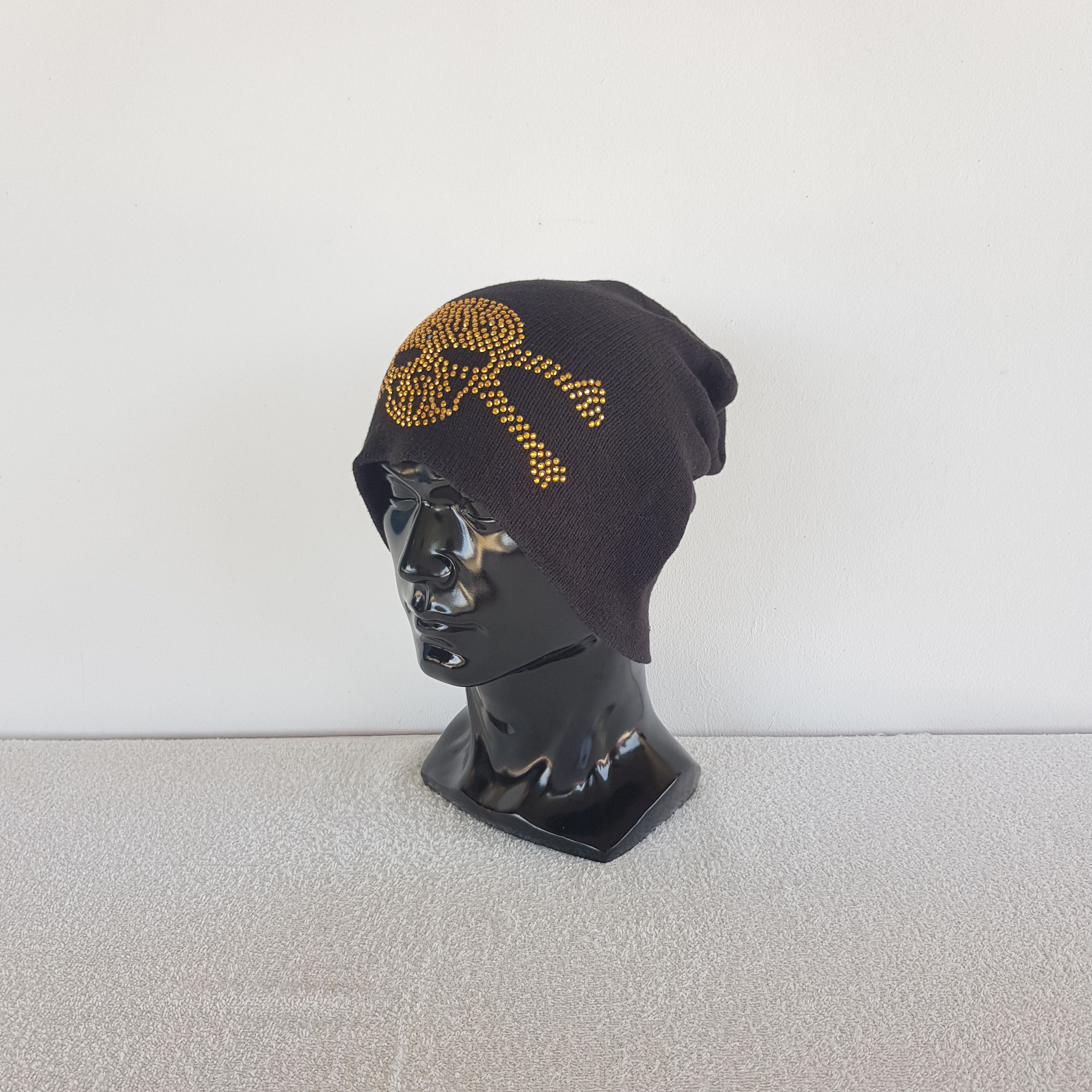 Japanese Brand Vintage Skulls Beanie Bling Bling Knit Snow Ski Caps Hats. Size ONE SIZE - 2 Thumbnail