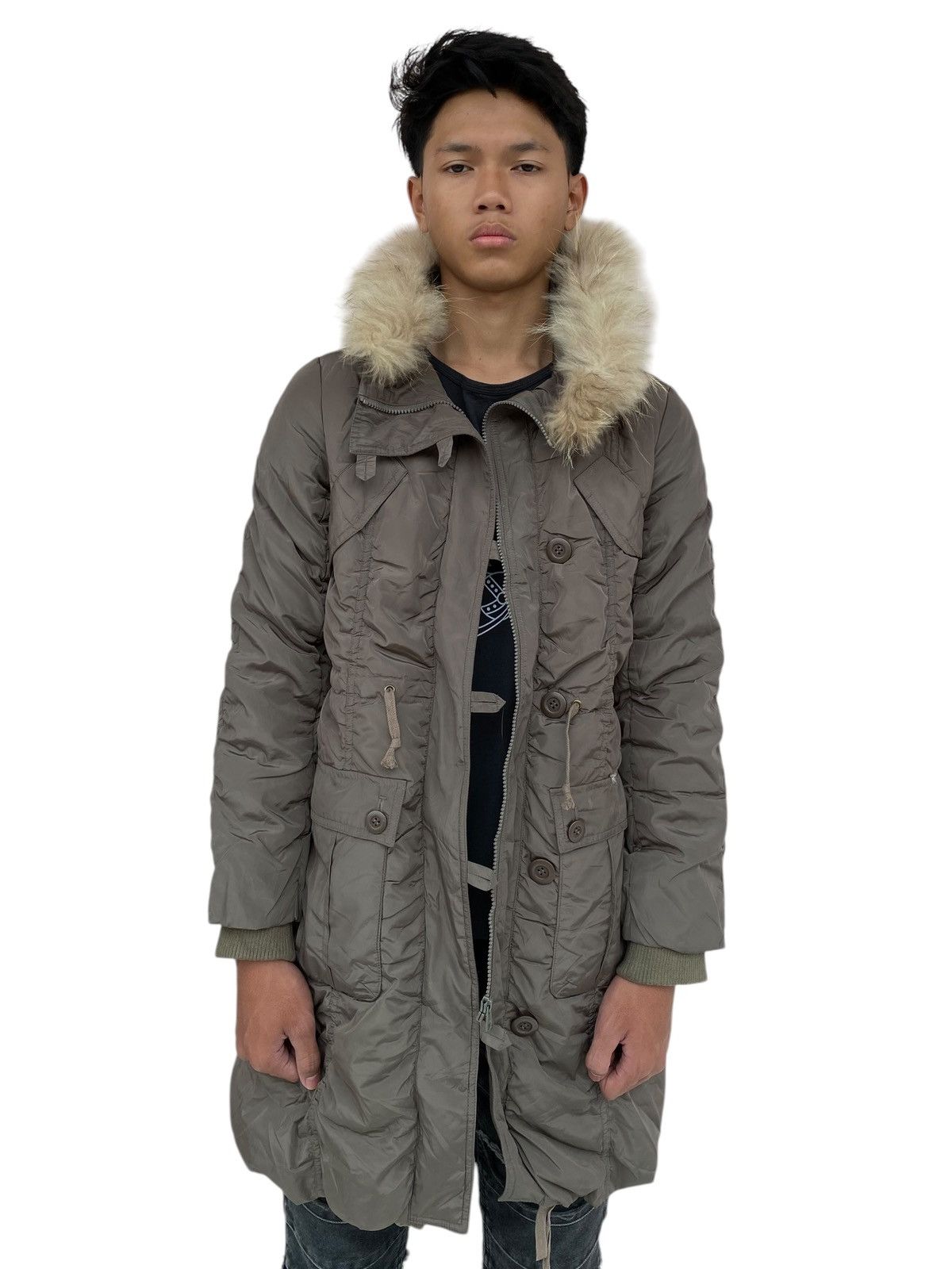 Japanese Brand 2000s Anyfam - Fur Hoodie Lightweight Ruffle Jacket Size M / US 6-8 / IT 42-44 - 3 Thumbnail