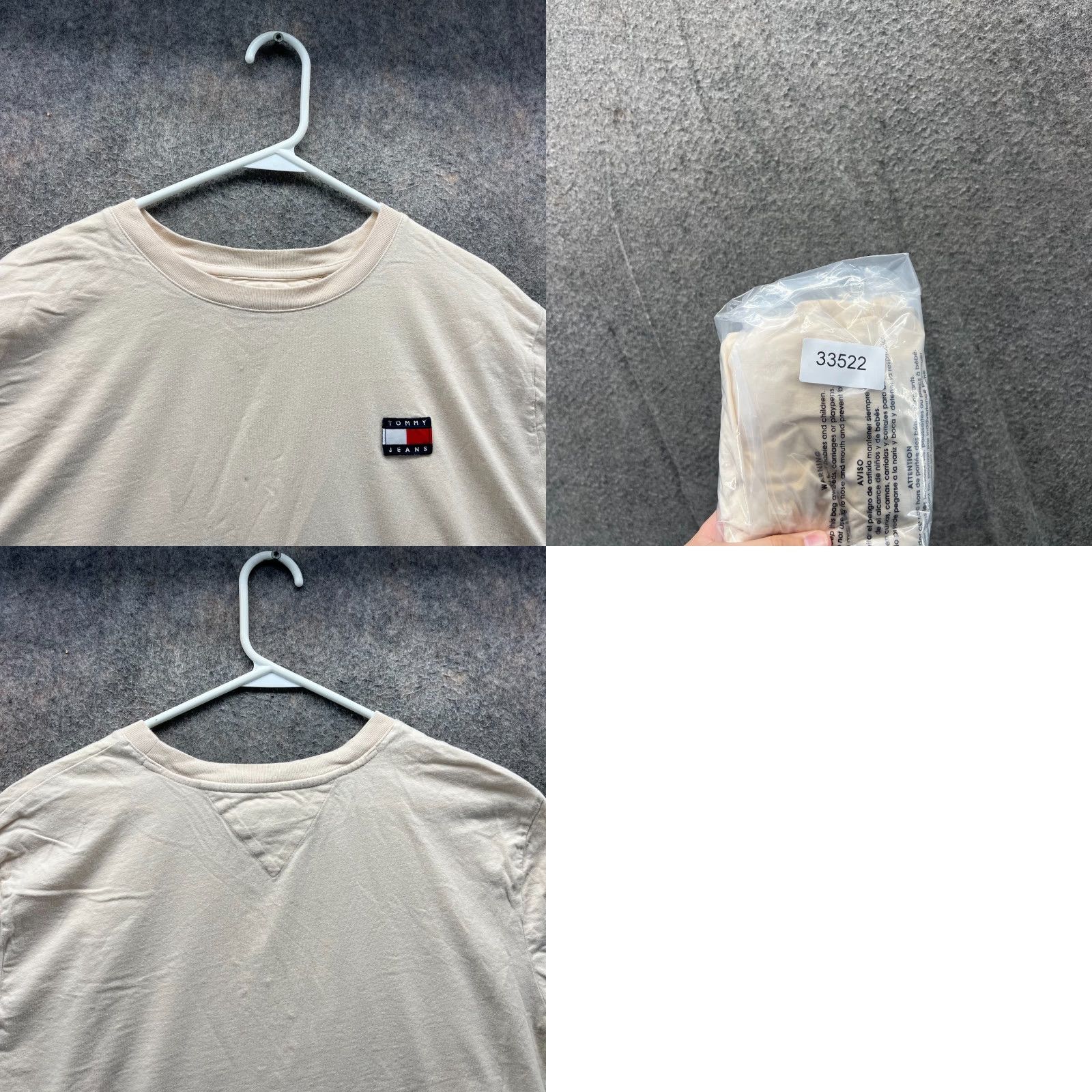 Tommy Hilfiger VINTAGE Tommy Hilfiger Shirt Womens Large Beige Crewneck Tee Cropped Flag Logo Size L / US 10 / IT 46 - 8 Thumbnail
