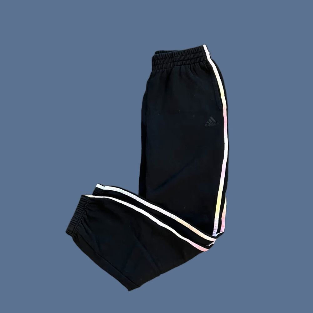 Adidas ADIDAS Sweatpants Loose Fit XL Black Pastel Stripes Activewear Loungewear Elastic Waist Pockets Men Regular Pants Size US 36 / EU 52 - 1 Thumbnail