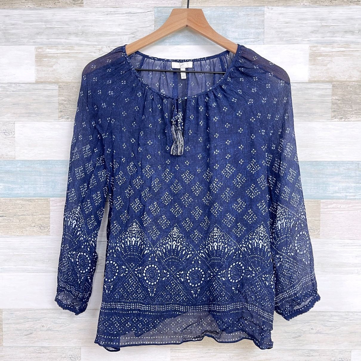 Joie Joie Silk Crinkle Chiffon Peasant Blouse Blue Womens XS Size XS / US 0-2 / IT 36-38 - 1 Thumbnail