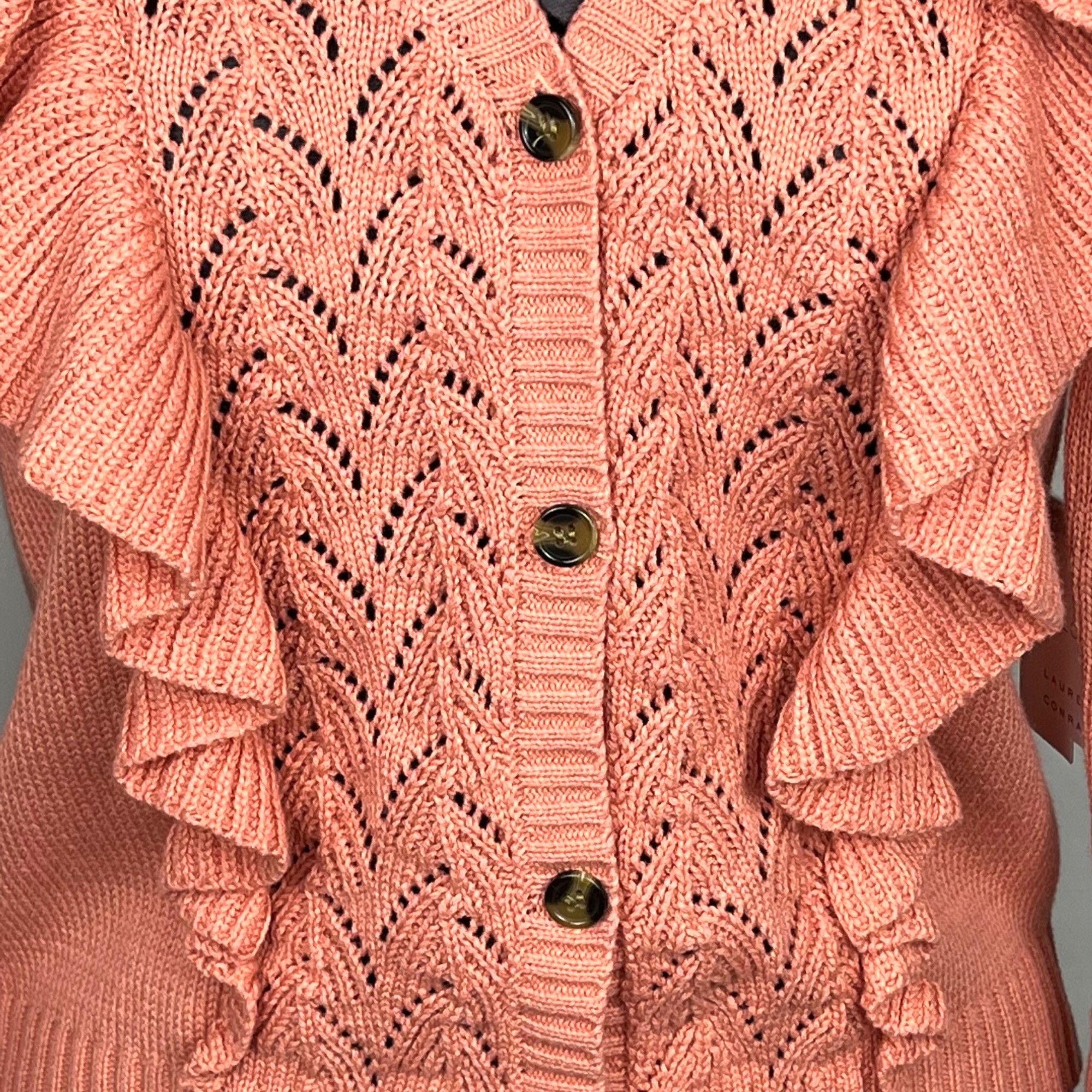 Other LC Lauren Conrad Women's Ruffle Pointelle Cardigan Sweater P Size S / US 4 / IT 40 - 3 Thumbnail