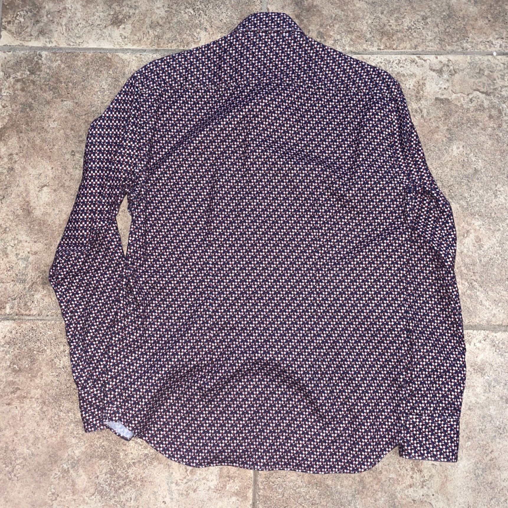 Vintage Culturata Geometric Button-Up Shirt Mens S Size 38 Long Sleeve Blue Shirt Size US S / EU 44-46 / 1 - 4 Thumbnail
