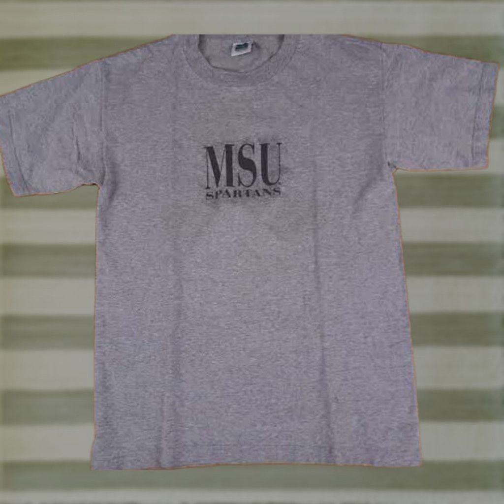 Vintage VINTAGE TLC Michigan State MSU Spartans USA Made Grey T-Shirt L Men Crew Neck Short Sleeve Cotton Gray 20in Chest 28in Long Sparty Size US L / EU 52-54 / 3 - 1 Thumbnail