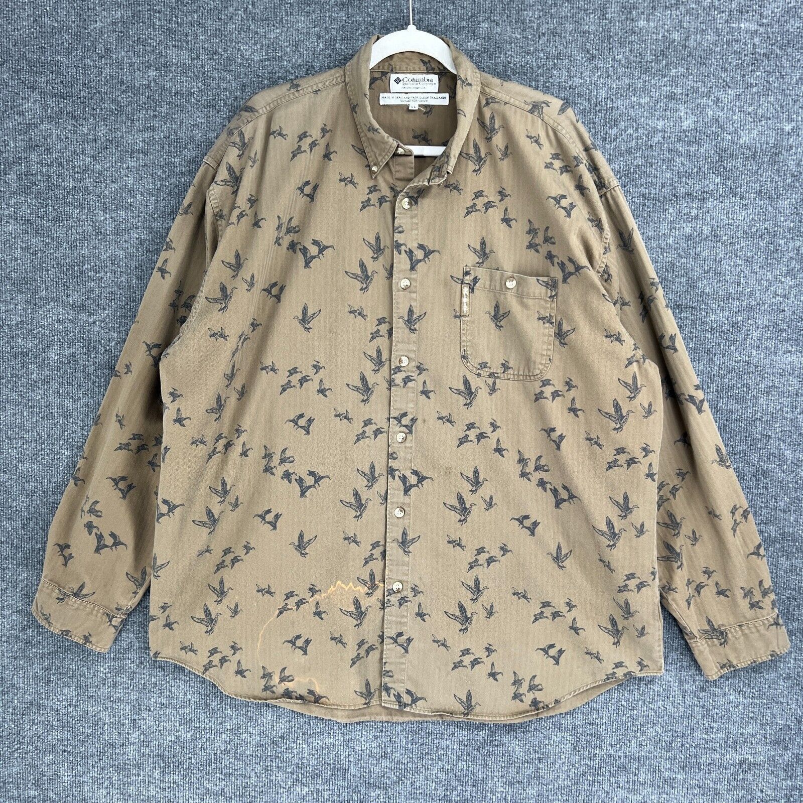Columbia Vintage Columbia Shirt Brown All Over Duck Print XL Size US XL / EU 56 / 4 - 1 Thumbnail