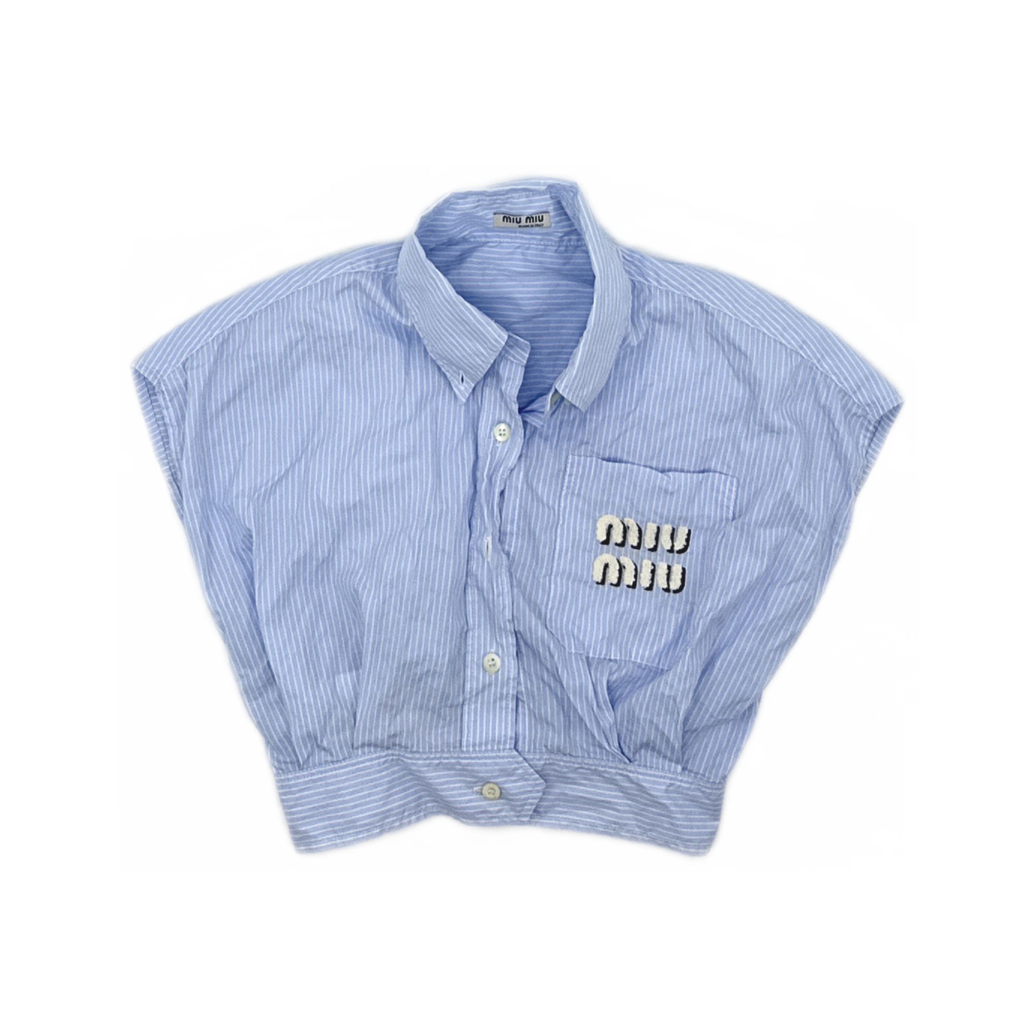 Miu Miu Miu Miu Striped Logo Button Up Shirt Size 36 Size XS / US 0-2 / IT 36-38 - 1 Thumbnail