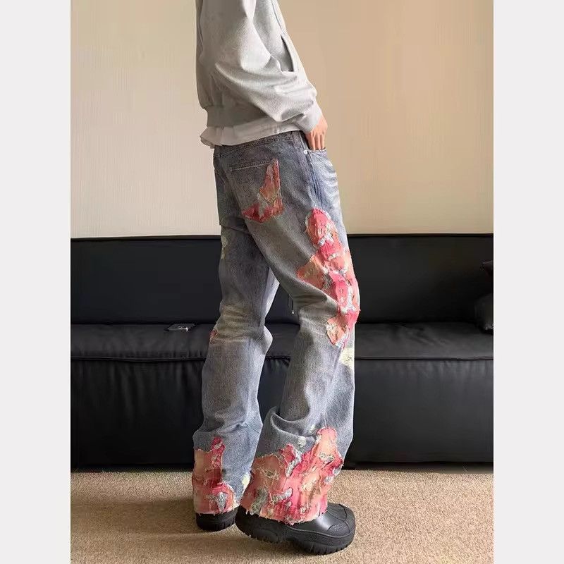 Jean Kitajima x Hori Patchwork Embroidery Baggy Denim Jeans Size US 27 - 1 Thumbnail
