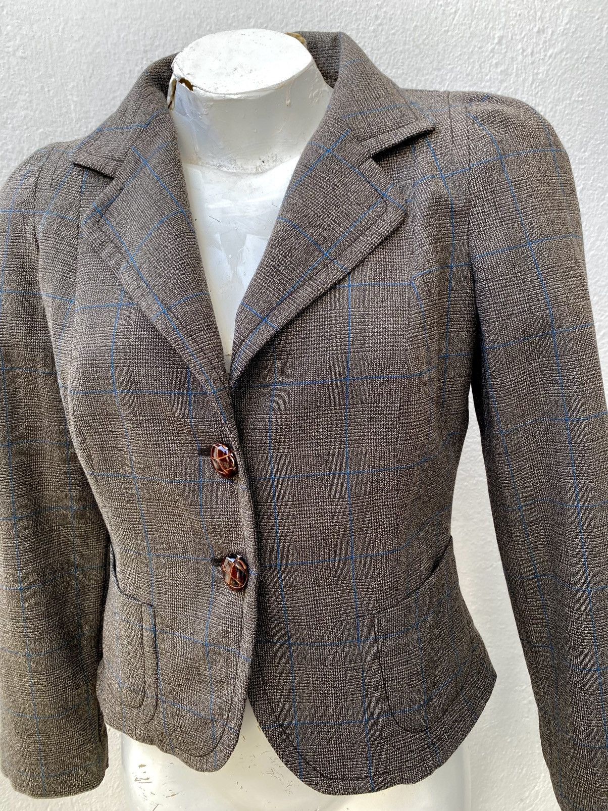 Max Mara Max Mara Blazer Wool Brown Check Jacket Size 42 circa 2010 Size L / US 10 / IT 46 - 3 Thumbnail