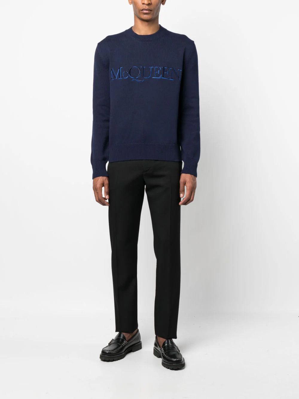 Alexander McQueen o1y1024 Sweater in Midnight Blue Size US M / EU 48-50 / 2 - 2 Thumbnail