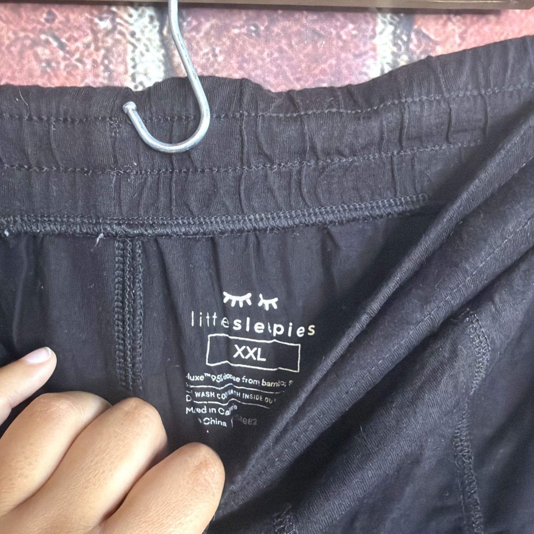 Vintage Little Sleepies Sleep Shorts Men's 2XL Black Viscose Bamboo Lightweight Drawstring Regular Size US 39 - 2 Thumbnail