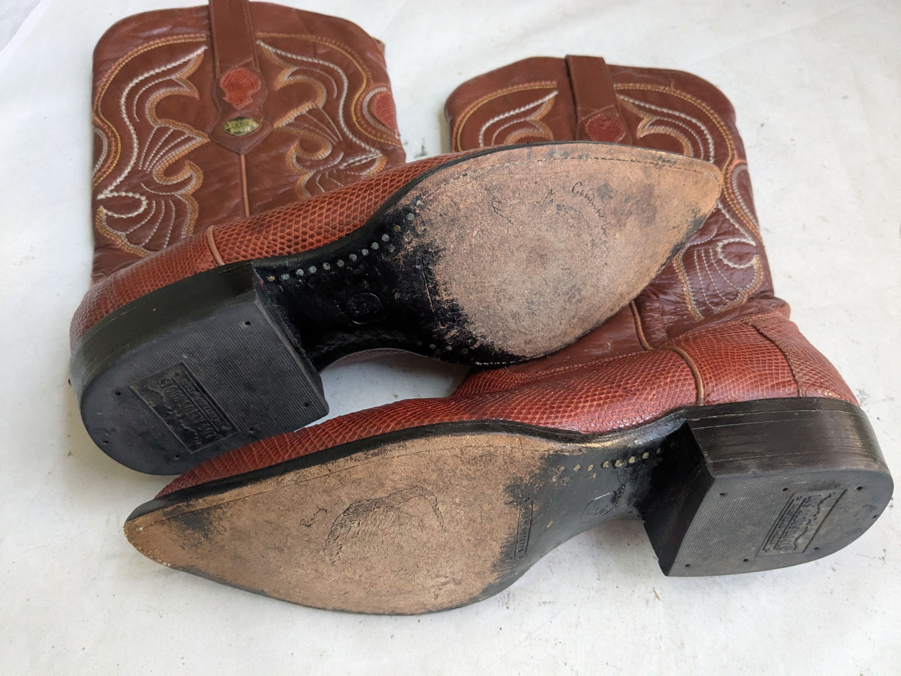 Genuine Leather Lizard Cowboy Boots Brown 11.5 EE Wide Mexico Botas Western Size US 11.5 / EU 44-45 - 13 Thumbnail