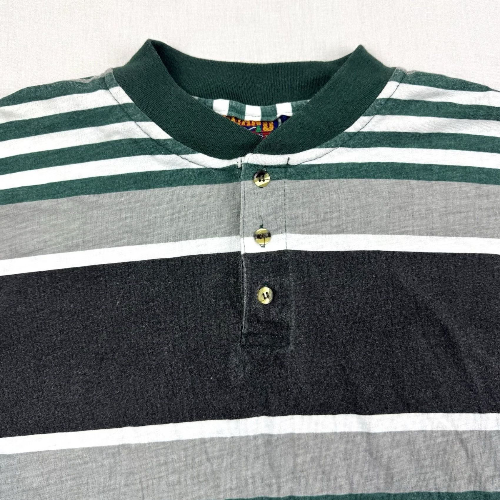 Vintage VINTAGE Highland Outfitters Henley Long Sleeve Shirt Adult L Striped Green 90s Outdoor Mens Size US L / EU 52-54 / 3 - 2 Thumbnail