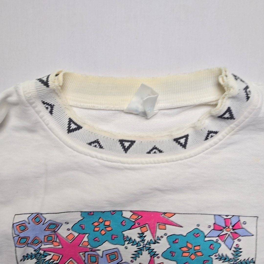 Vintage Vintage Geometric Graphic Sweatshirt White L Crewneck 90s Size M / US 6-8 / IT 42-44 - 10 Thumbnail