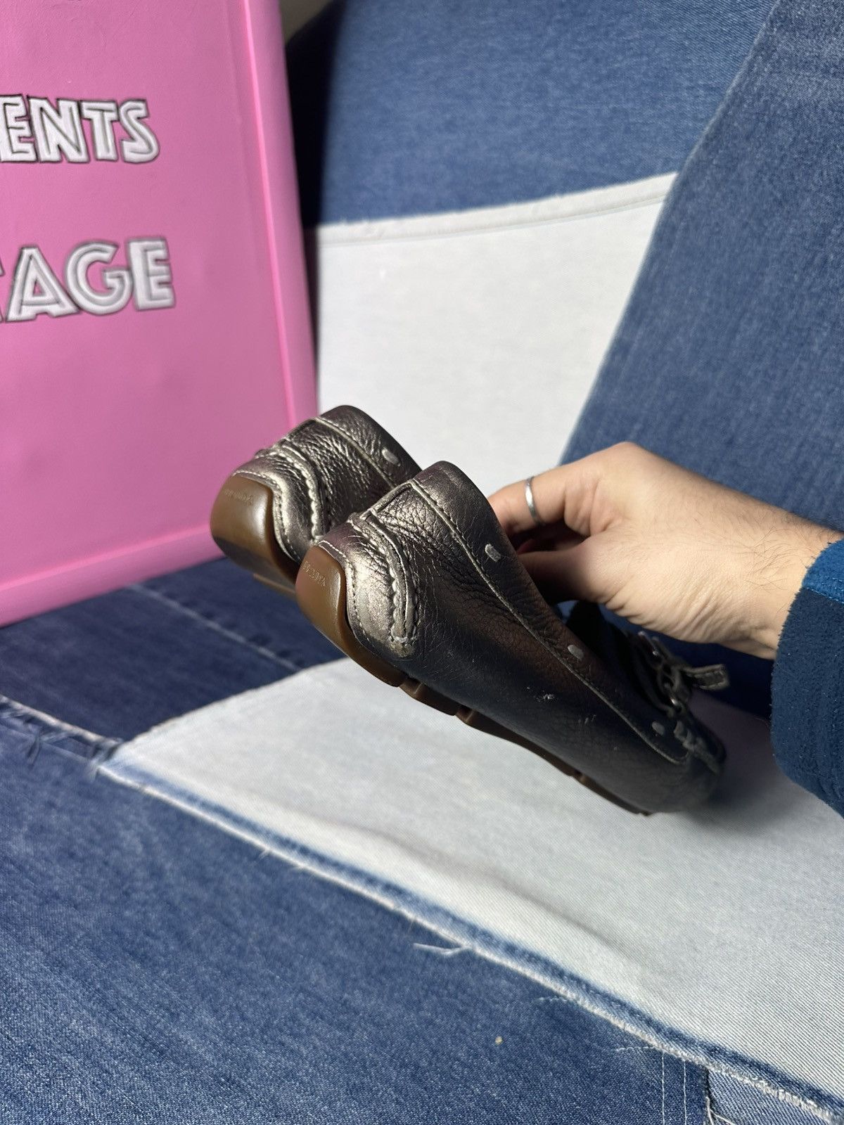 Prada Prada Leather Flats Loafers Logo Buckle Shoes Vintage Size US 8 / IT 38 - 18 Thumbnail