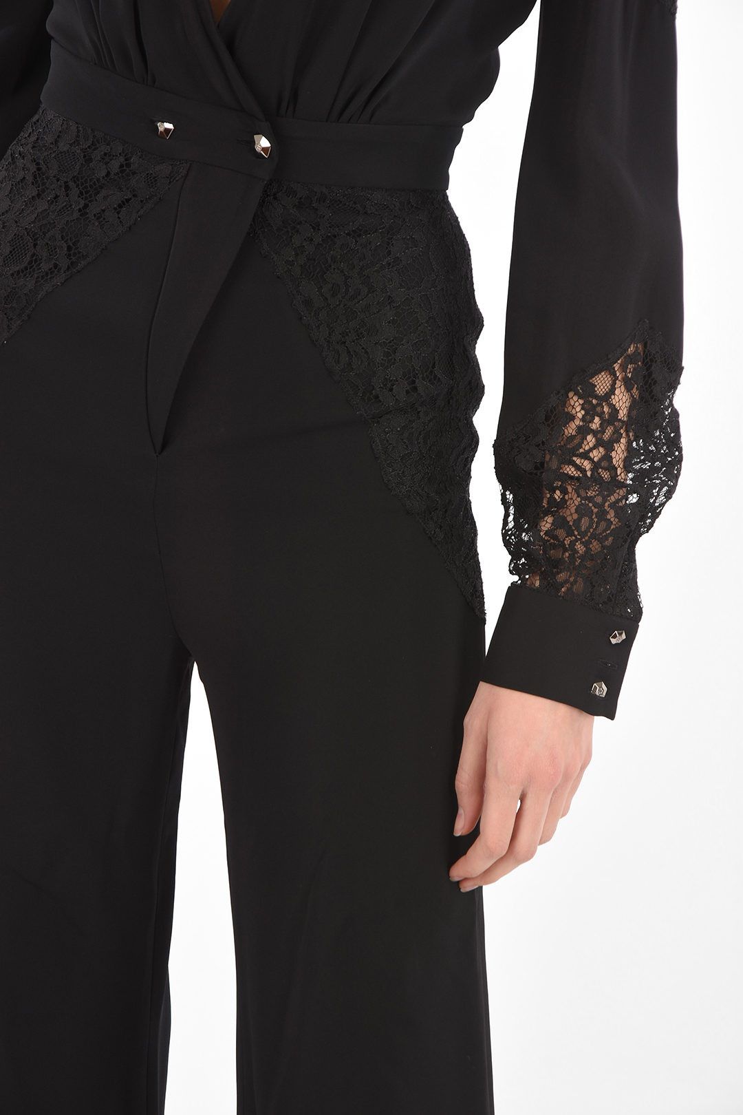 Philipp Plein og1mm0824 Jumsuit With Lace and Plunging Neckline in Black Size 27" / US 4 / IT 40 - 3 Thumbnail