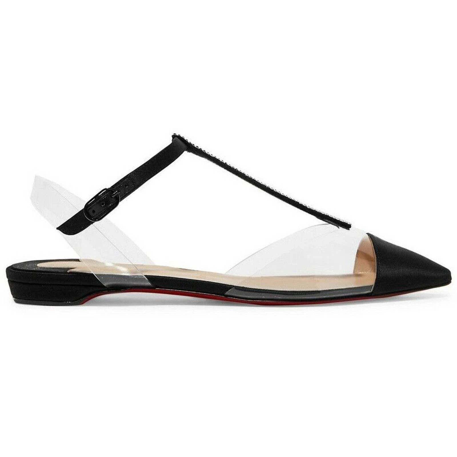 Christian Louboutin Nosy Strass PVC T Strap Pointed Ballerina Ballet Flat 37.5 Size US 7.5 / IT 37.5 - 1 Thumbnail
