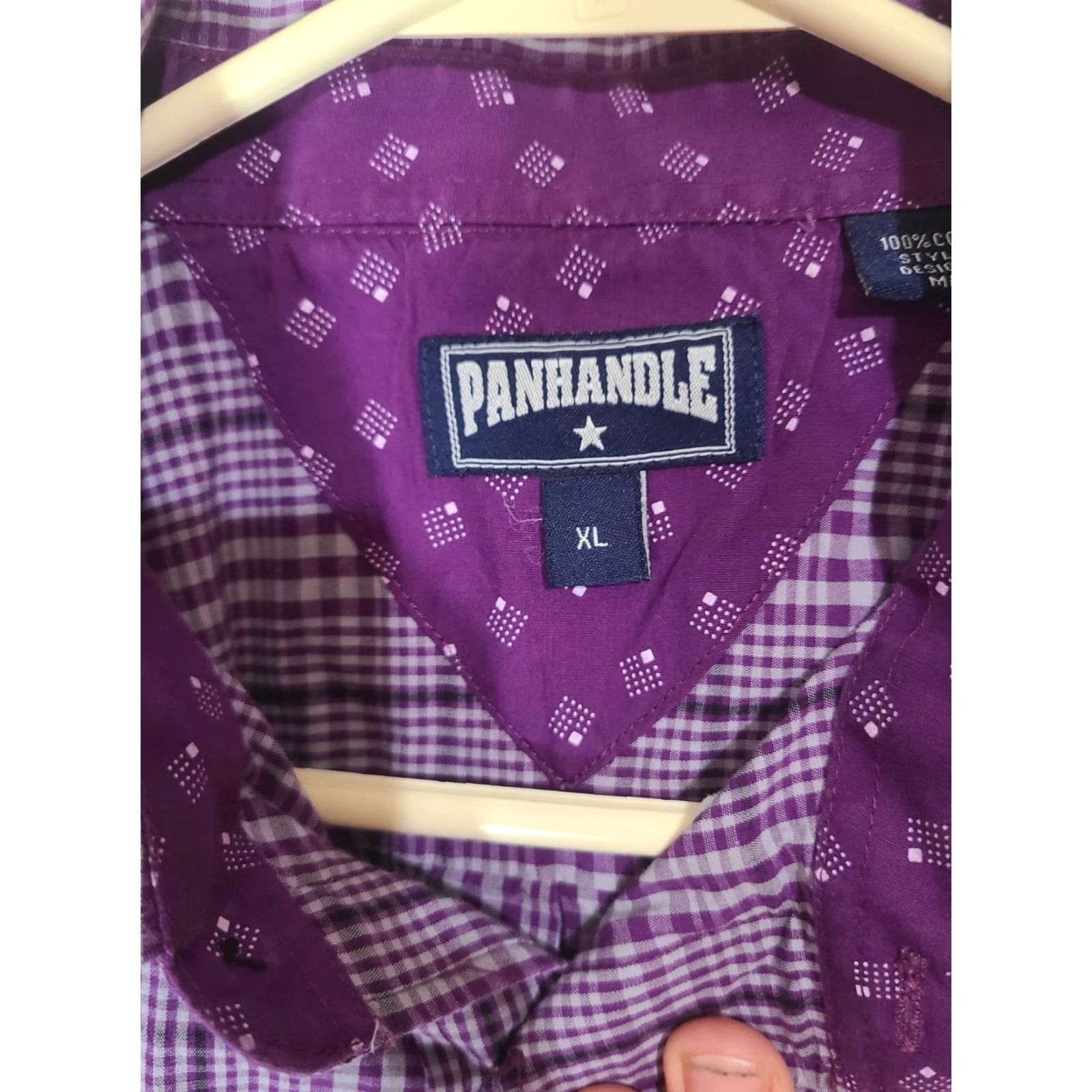 Vintage VINTAGE Panhandle Mens Purple Plaid Button Up XL Long Sleeve Cotton Cowboy Western Size US XL / EU 56 / 4 - 3 Thumbnail