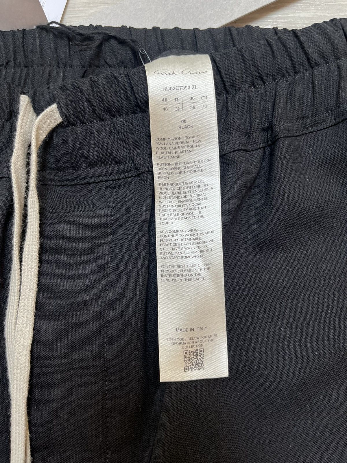 Rick Owens Rick Owens FW23 Luxor Drawstring Wool Pants – New with Tags Size US 31 - 5 Thumbnail