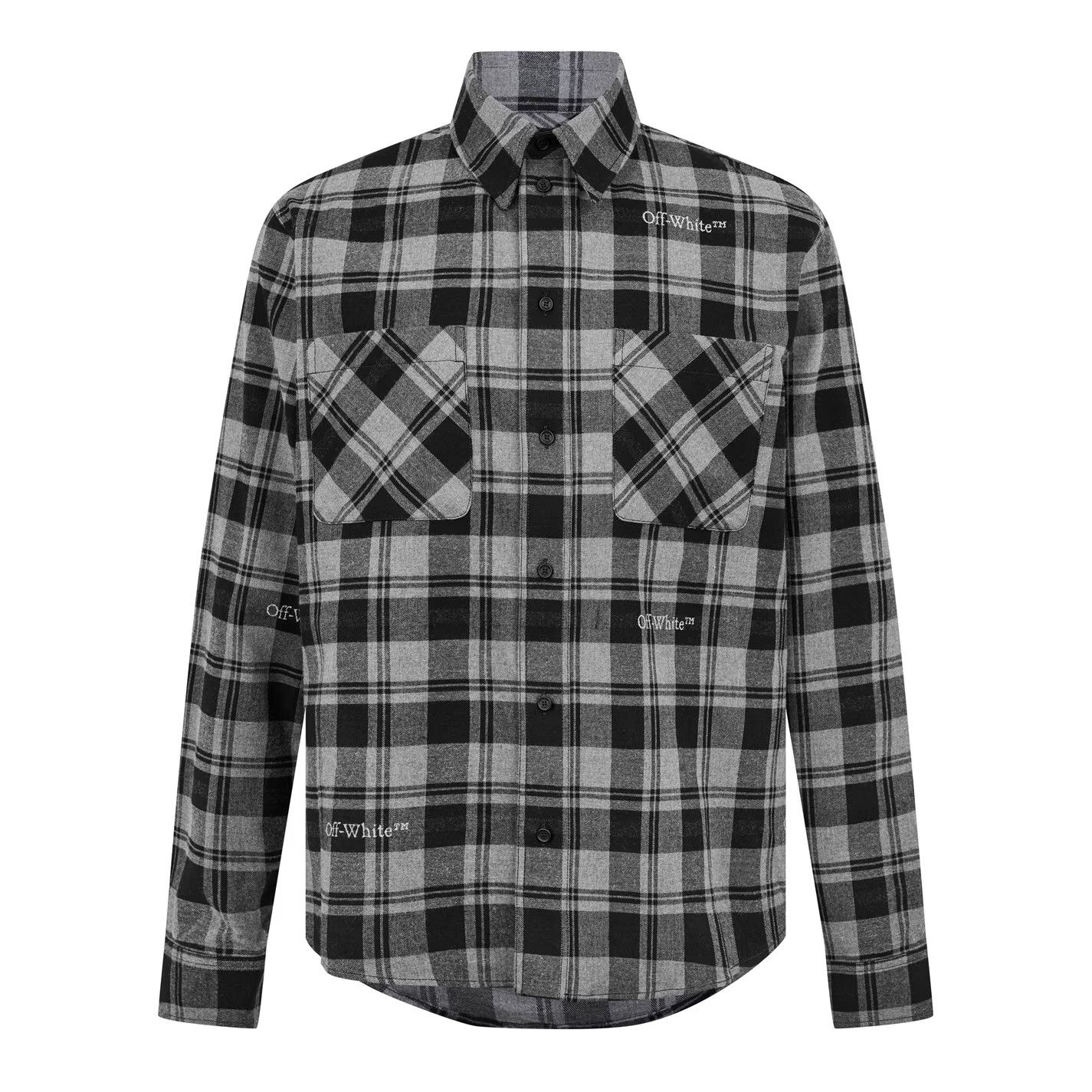 Off-White o1g2r1mq0326 Check Plaid Shirt in Black/Grey Size US M / EU 48-50 / 2 - 1 Thumbnail