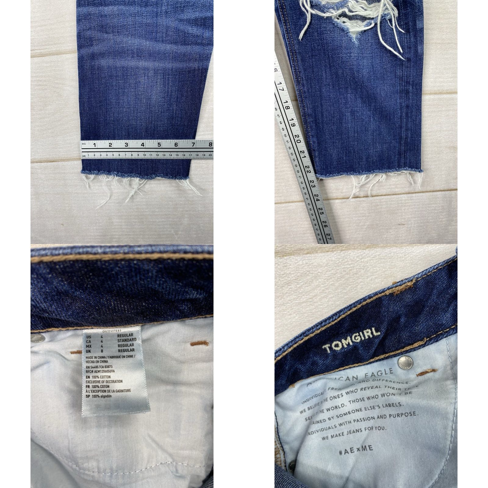 American Eagle Outfitters American Eagle Jeans Womens Capri 4R Blue Distressed Cut Off Tomgirl Button Fly Size 27" / US 4 / IT 40 - 8 Thumbnail