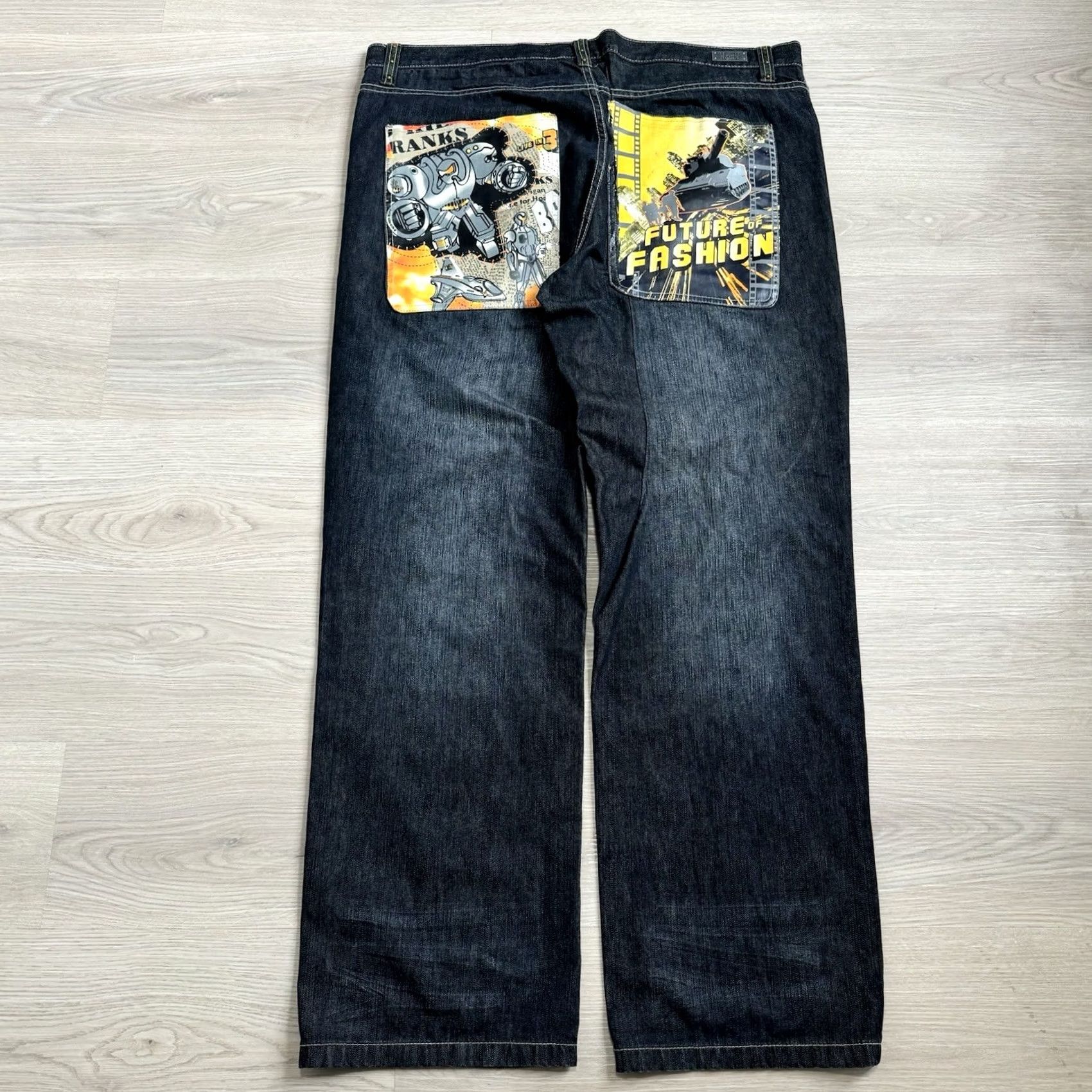 JNCO Miskeen Jeans Baggy Denim Embroidered Pockets 40x33 Men's Jeans Baggy / saggy Size US 40 / EU 56 - 2 Thumbnail