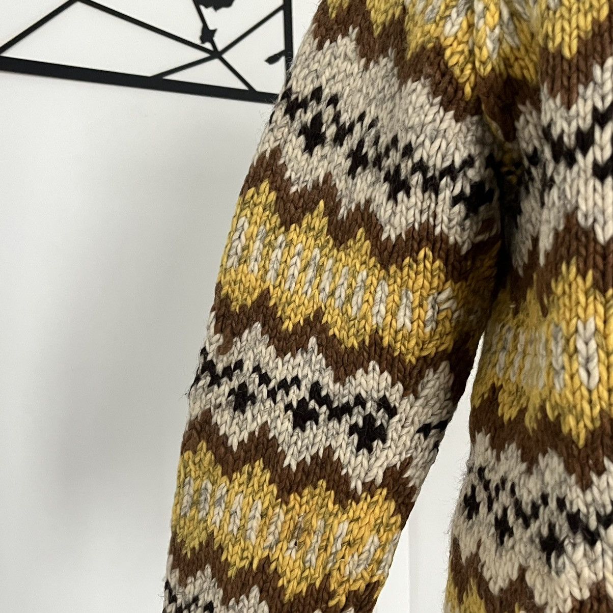Vintage Brown and yellow woollen chevron cardigan sweater handmade Size M / US 6-8 / IT 42-44 - 3 Thumbnail