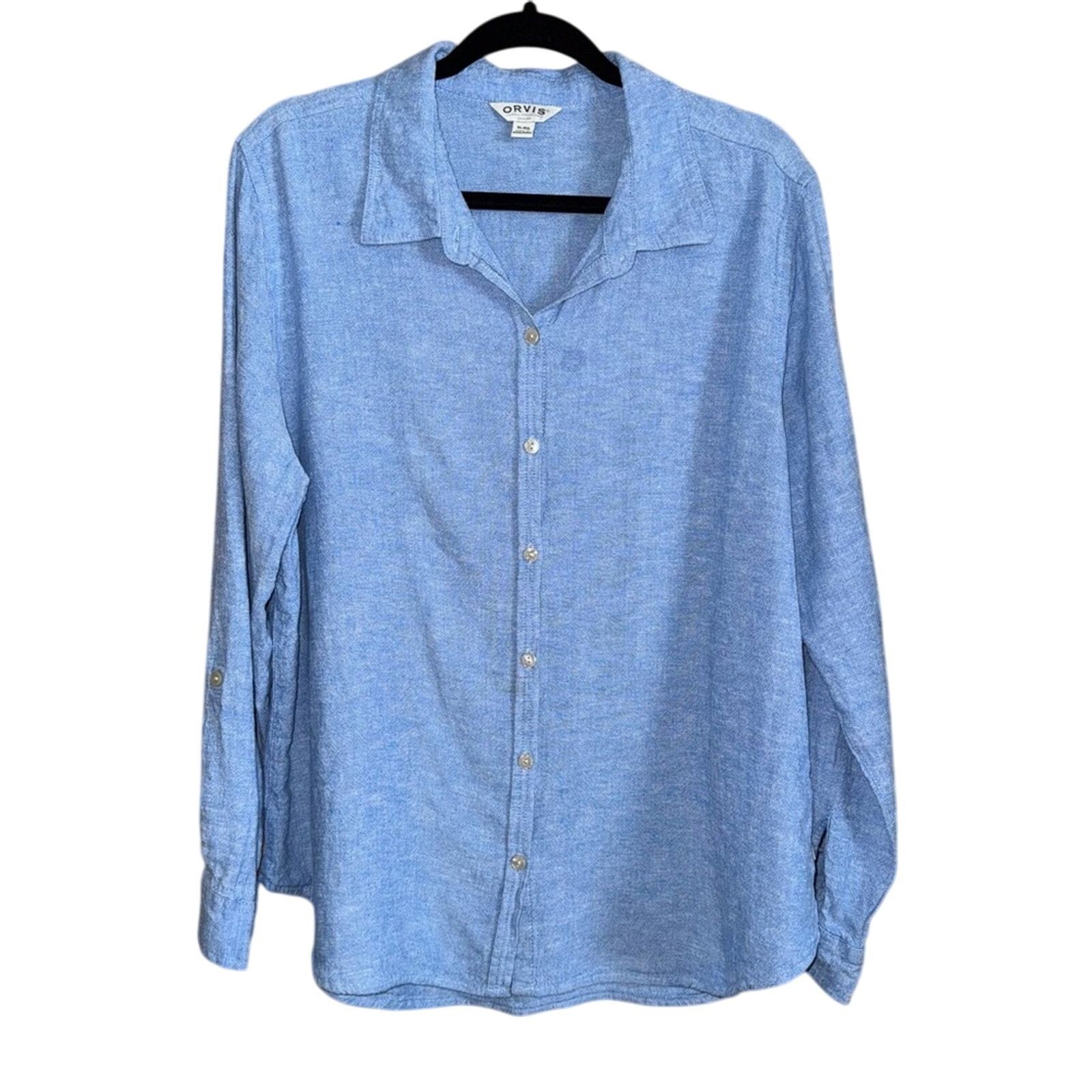 Orvis Orvis Men’s Blue Linen Shirt Size XL Size US L / EU 52-54 / 3 - 1 Thumbnail
