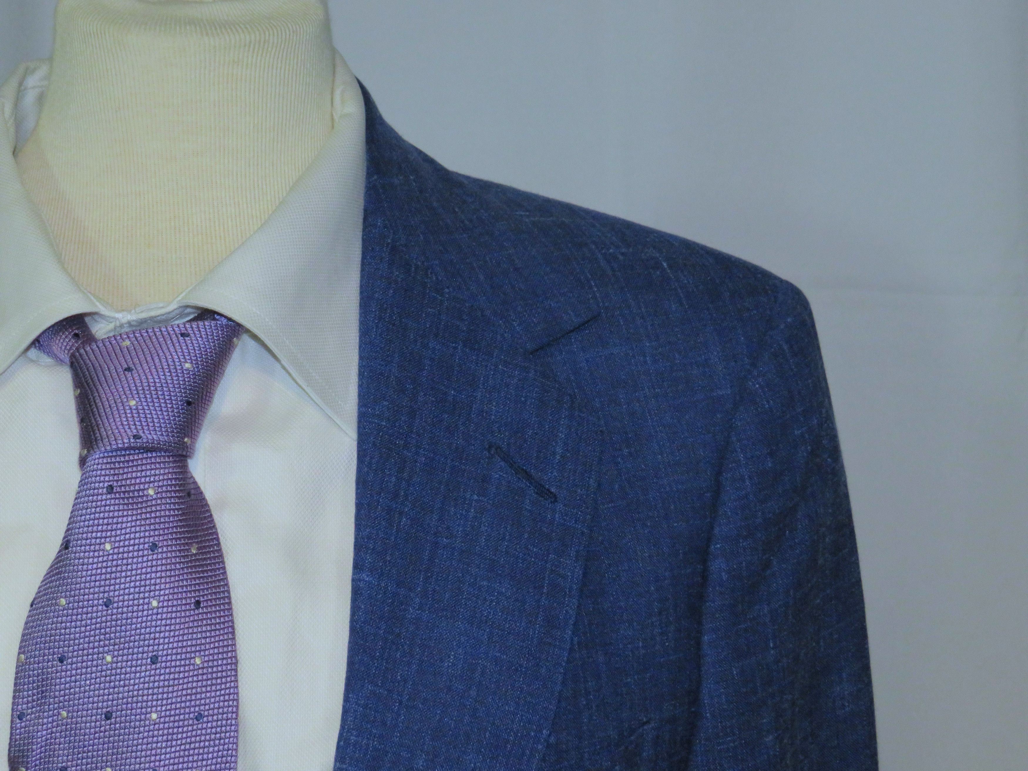 Huntsman Savile Row Bespoke Blue Melange One Button Sport Coat 36S Size 36S - 6 Thumbnail