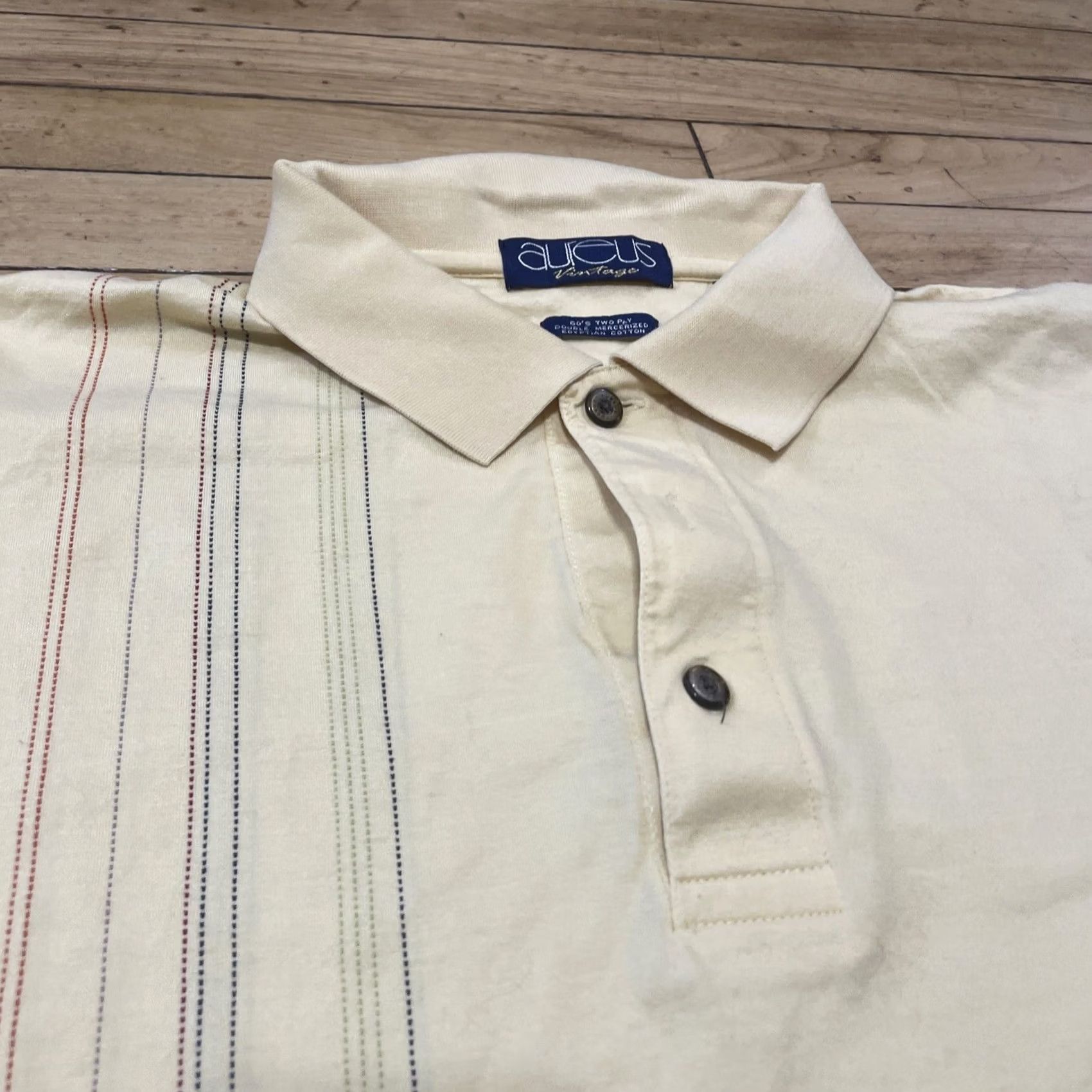 Vintage Aureus Polo shirt Yellow XL Vintage Retro Y2k Striped Center Embroidered Golf Shirt Mens XL Size US XL / EU 56 / 4 - 3 Thumbnail
