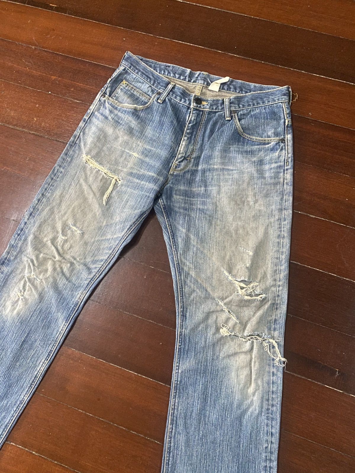 Lee Vintage Lee Distressed Faded ripped Denim Jeans flare Size US 36 / EU 52 - 5 Thumbnail