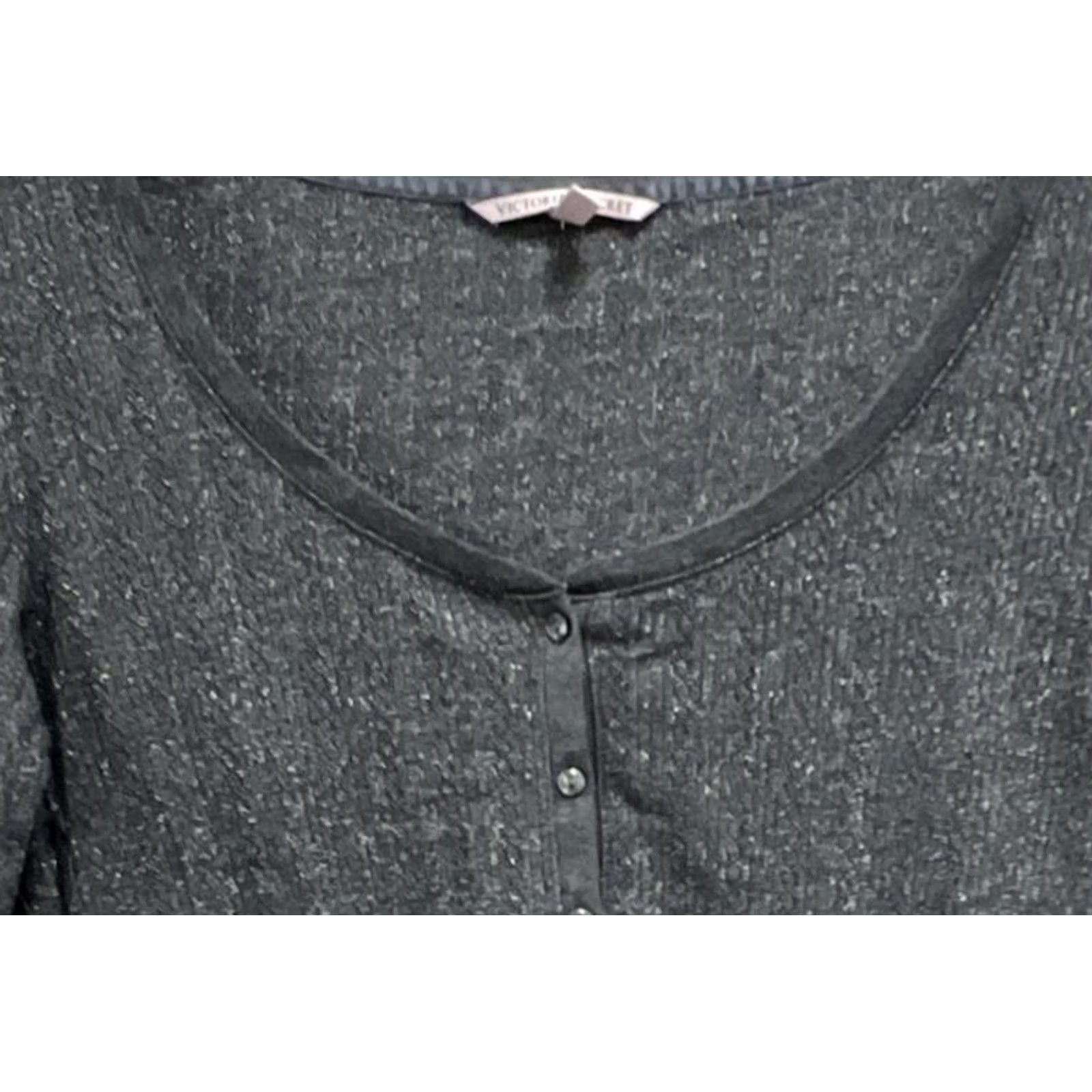 Victoria's Secret Victoria’s Secret Henley Top M Women Long Sleeve Gray Shimmer Metallic Y2K Lounge Blouse Size M / US 6-8 / IT 42-44 - 2 Thumbnail