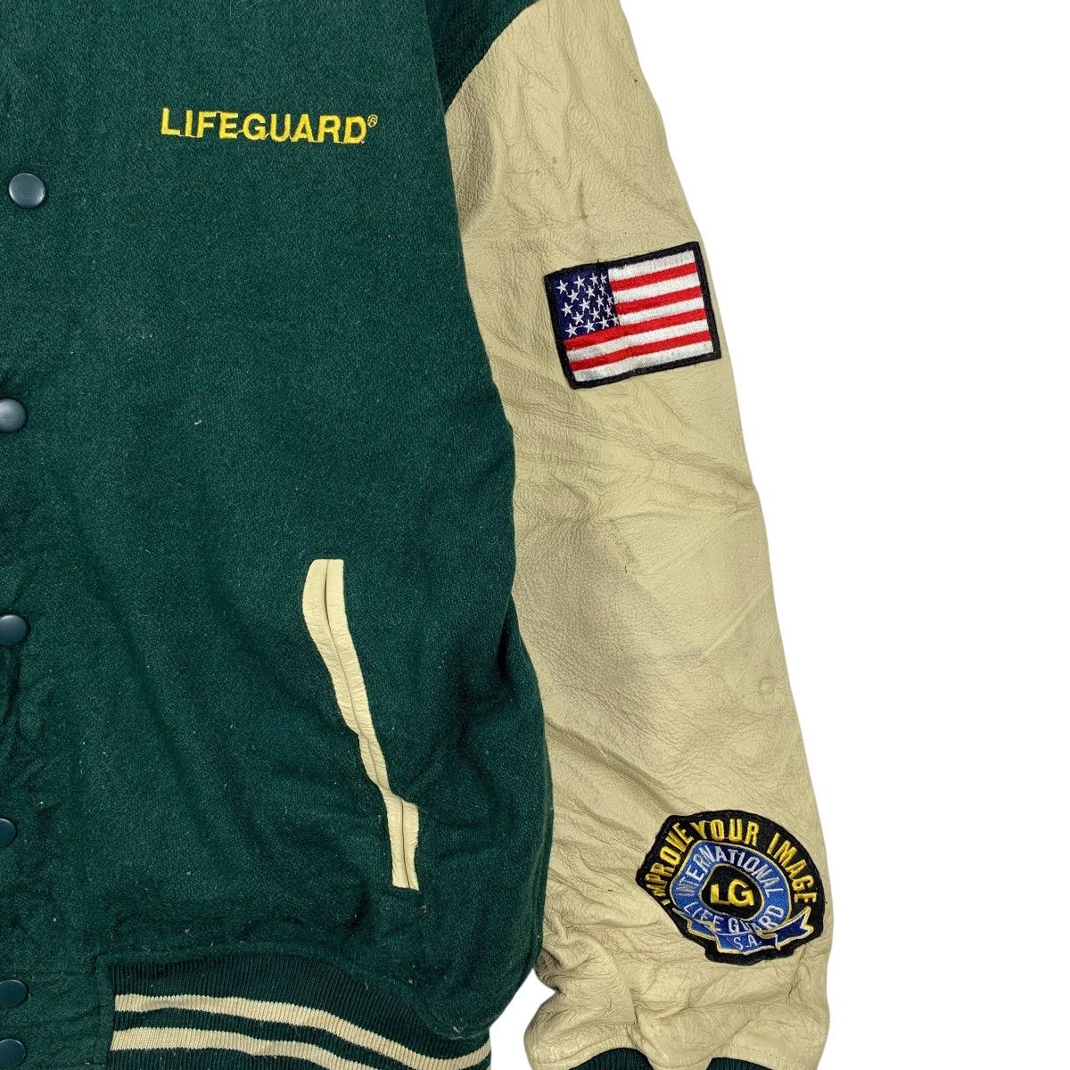 Vintage Vintage LIFEGUARD USA Cowhide Varsity Leather Bomber Jacket Size US M / EU 48-50 / 2 - 5 Thumbnail