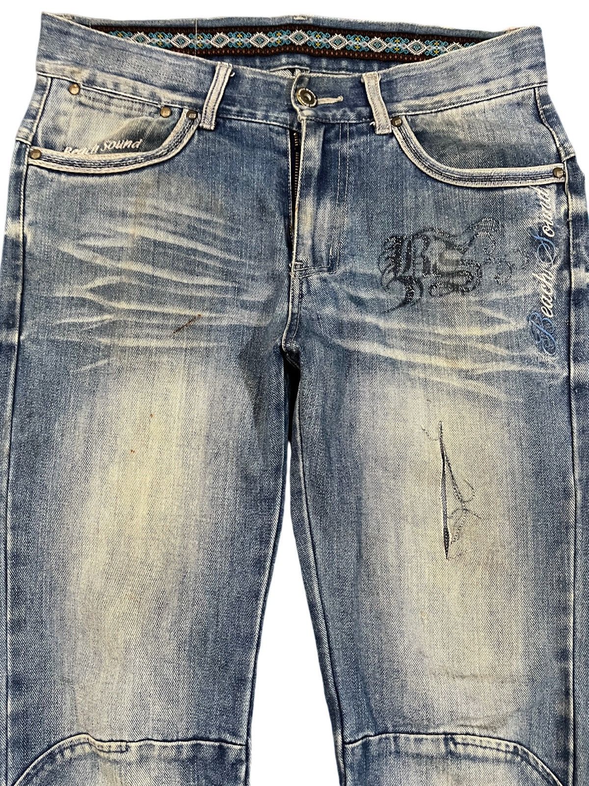 14th Addiction Vintage Sound Beach Flare Unique Grafitti Denim Size US 33 - 3 Thumbnail