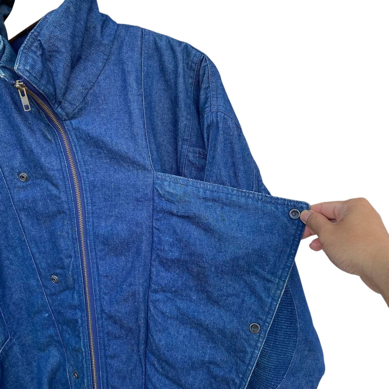 Vintage Vintage 90s Asymmetric Denim Bomber Jacket Like Issey Miyake Size US L / EU 52-54 / 3 - 12 Thumbnail